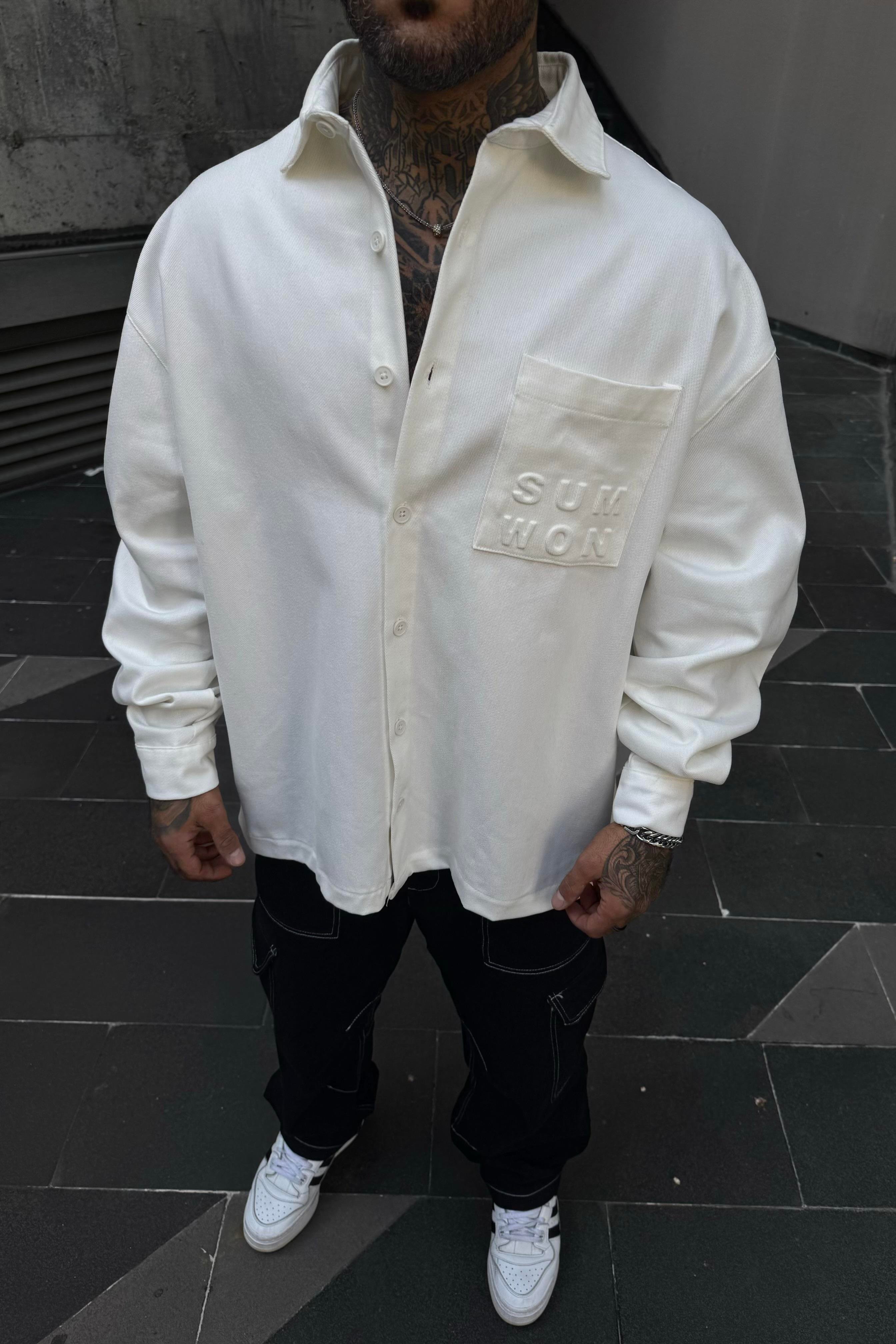 Beyaz sum won oversize gömlek
