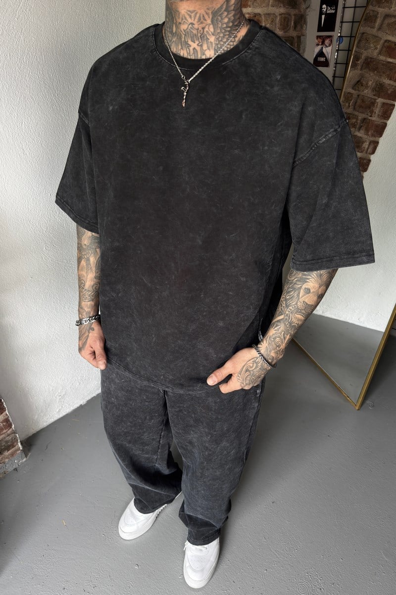Black Acid Wash Set