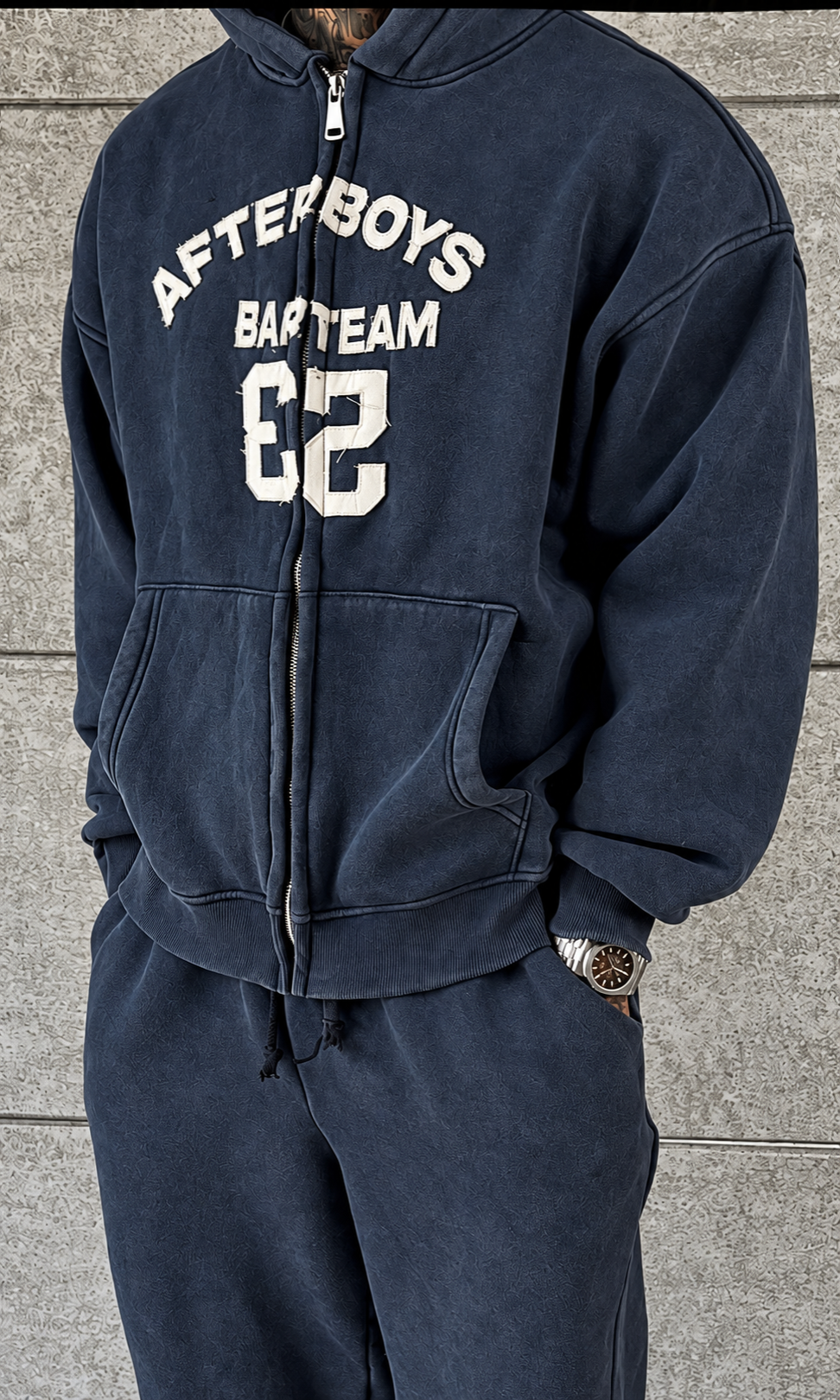 Blue Washed Oversize Hoodie