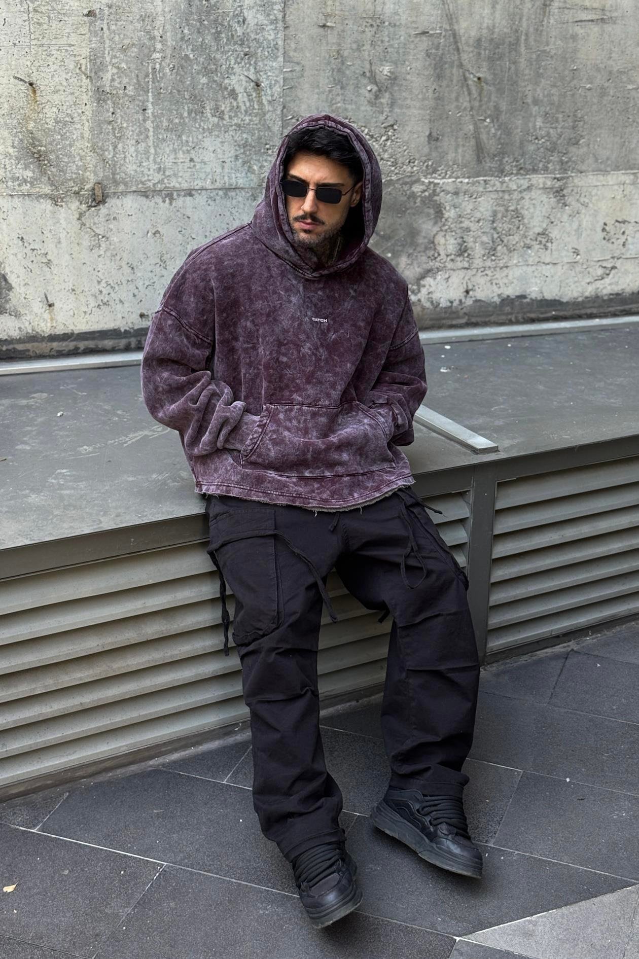 Bordo Washed Oversize Hoodie