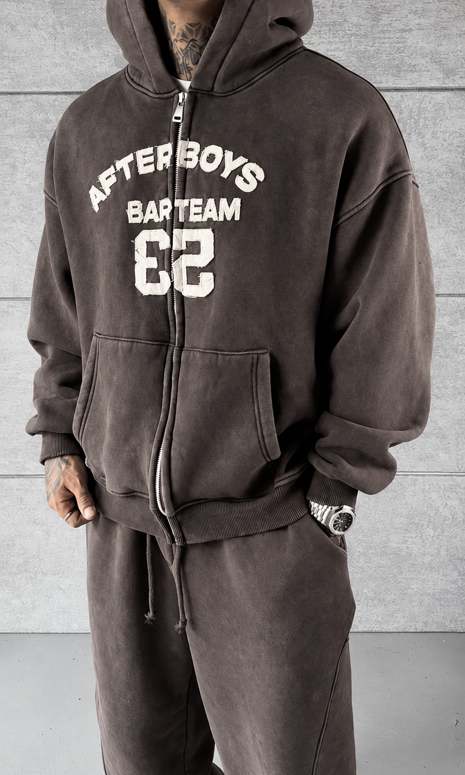 Brown Washed Oversize Hoodie