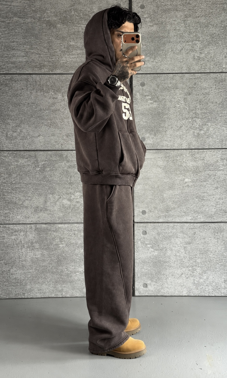 Brown Washed Oversize Hoodie