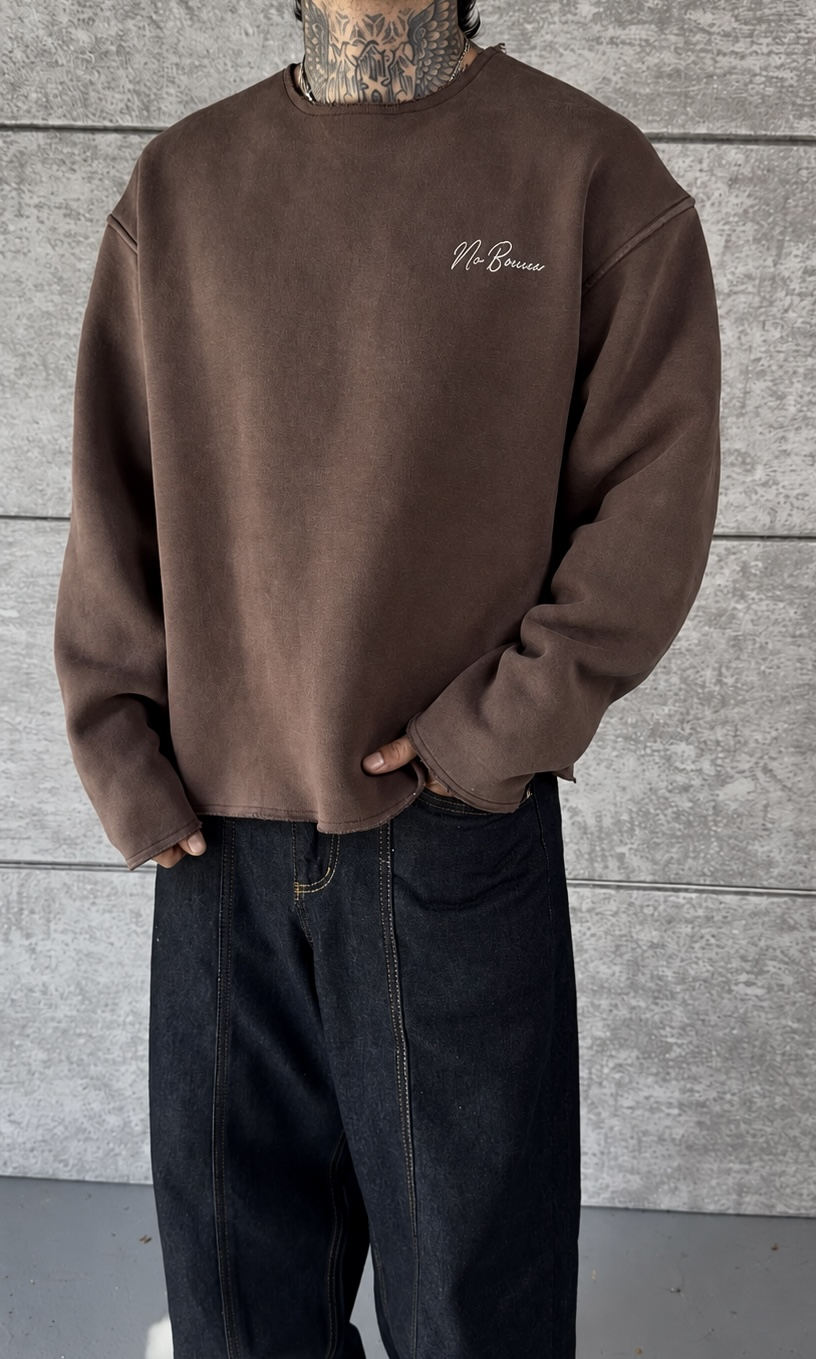 Brown Washed Oversize Sweatshirt