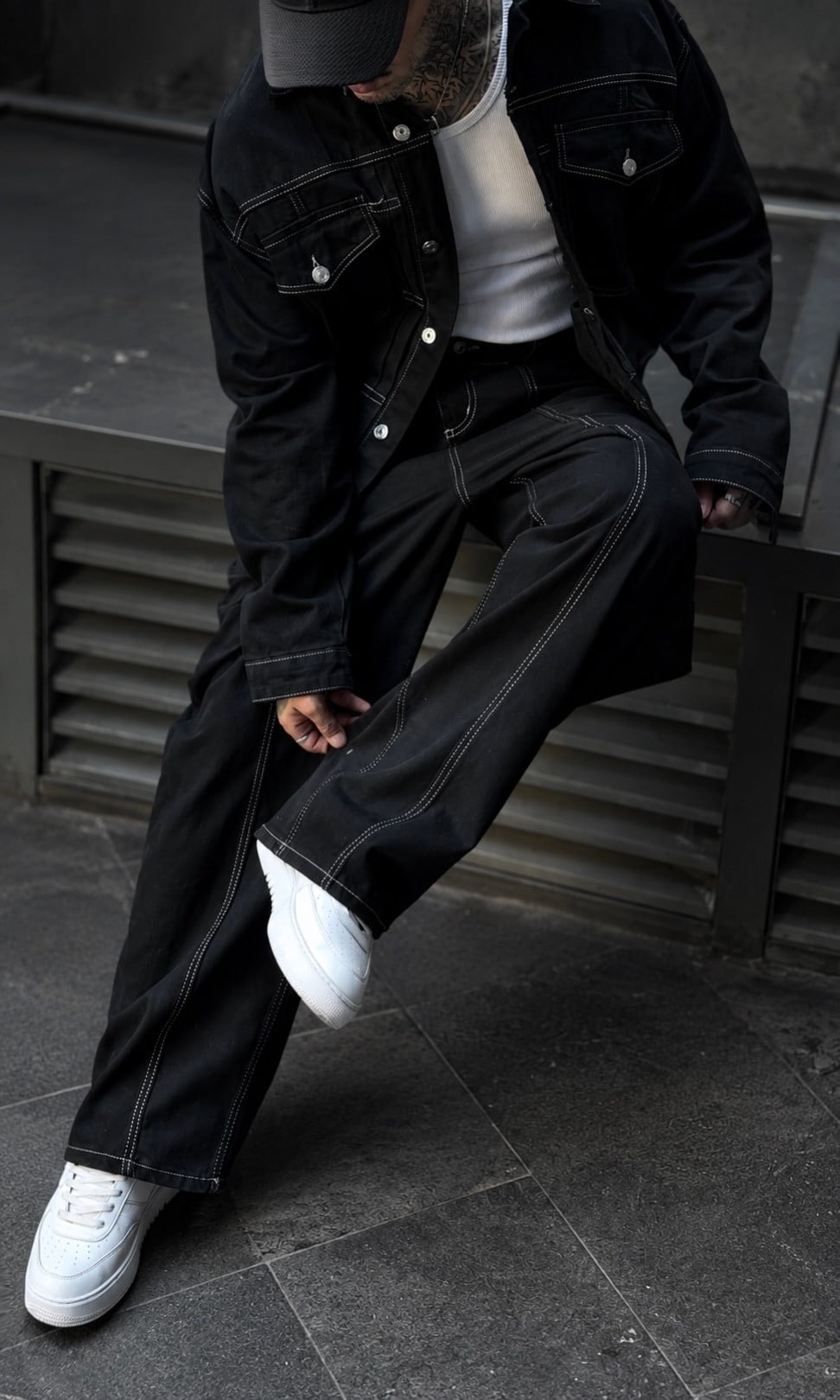 Deep Black Denim Set
