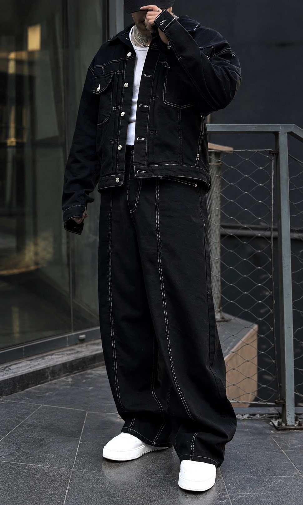 Deep Black Denim Set