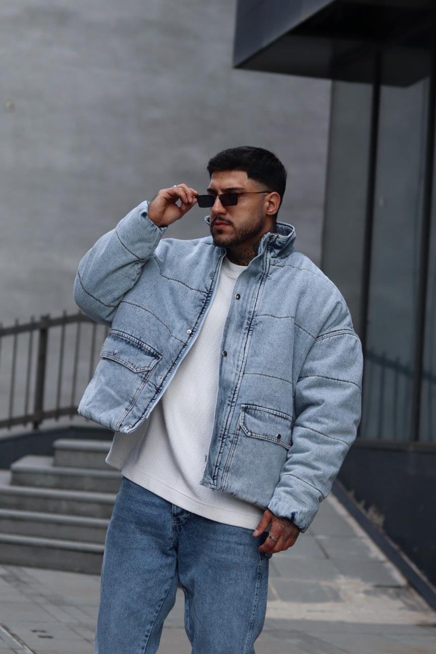 Denim oversize puffer mont