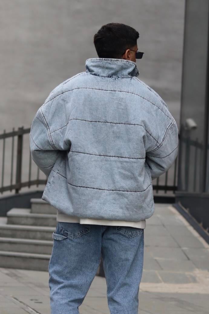 Denim oversize puffer mont