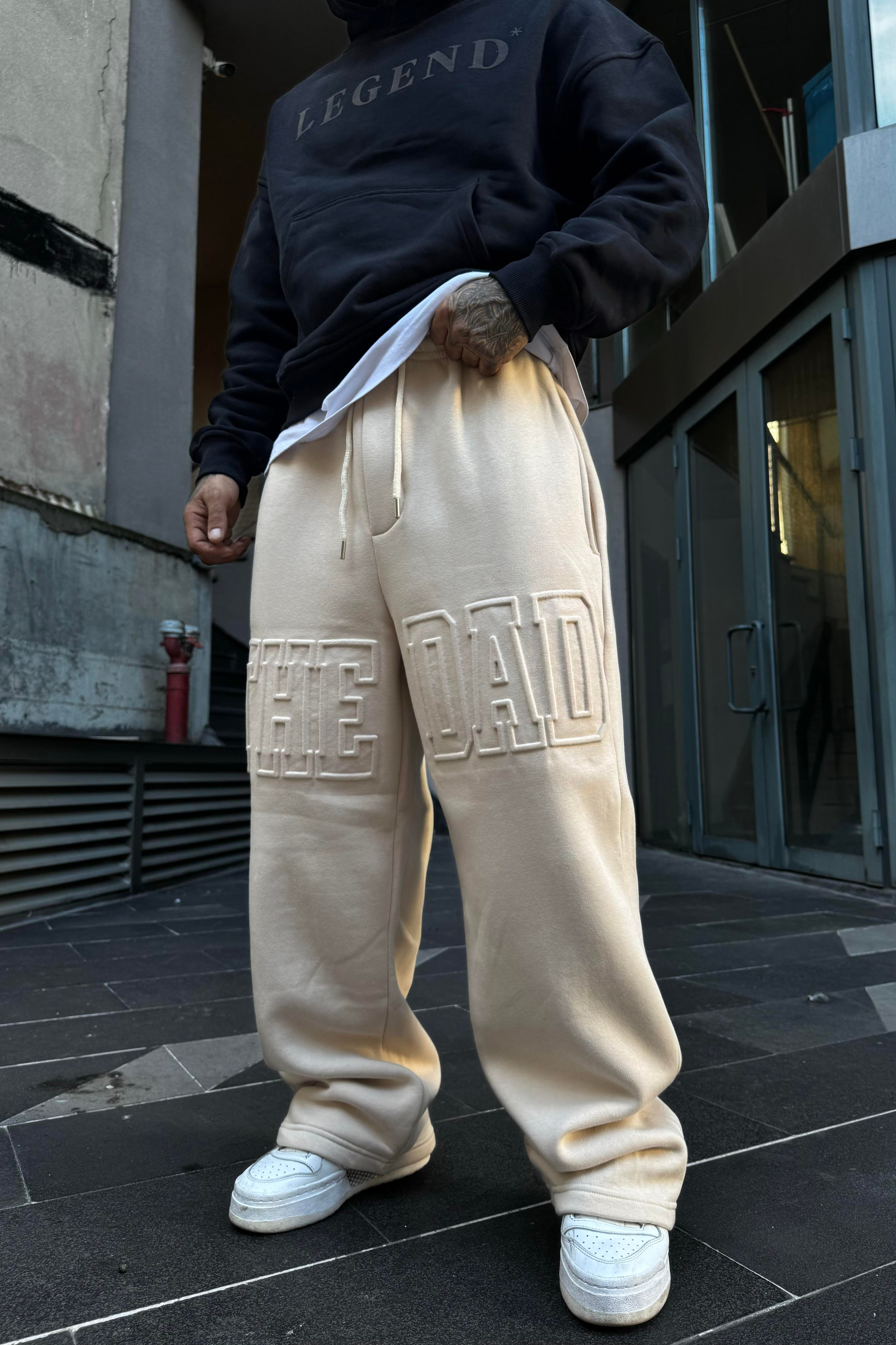 Ekstra baggy bej sweatpants