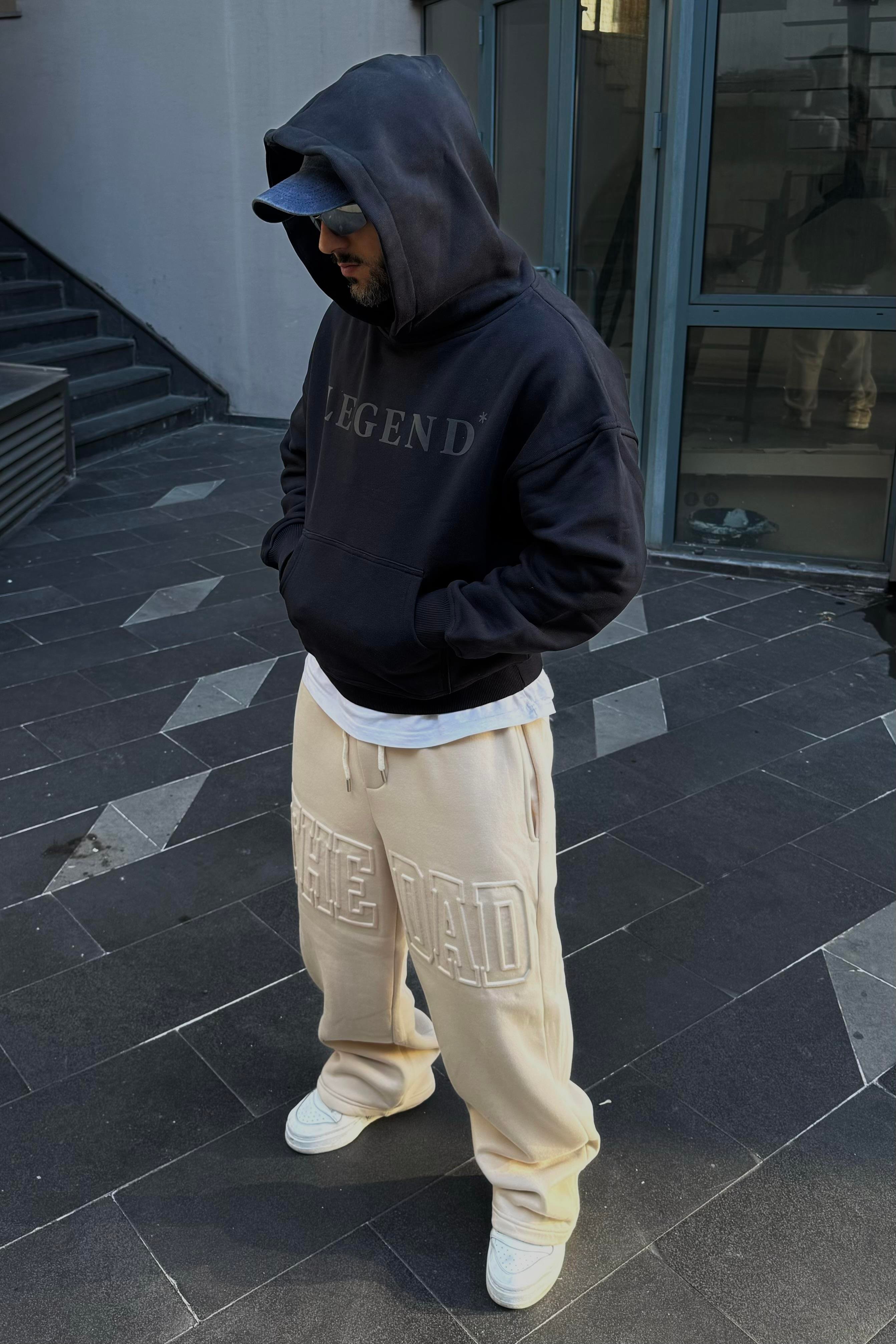 Ekstra baggy bej sweatpants