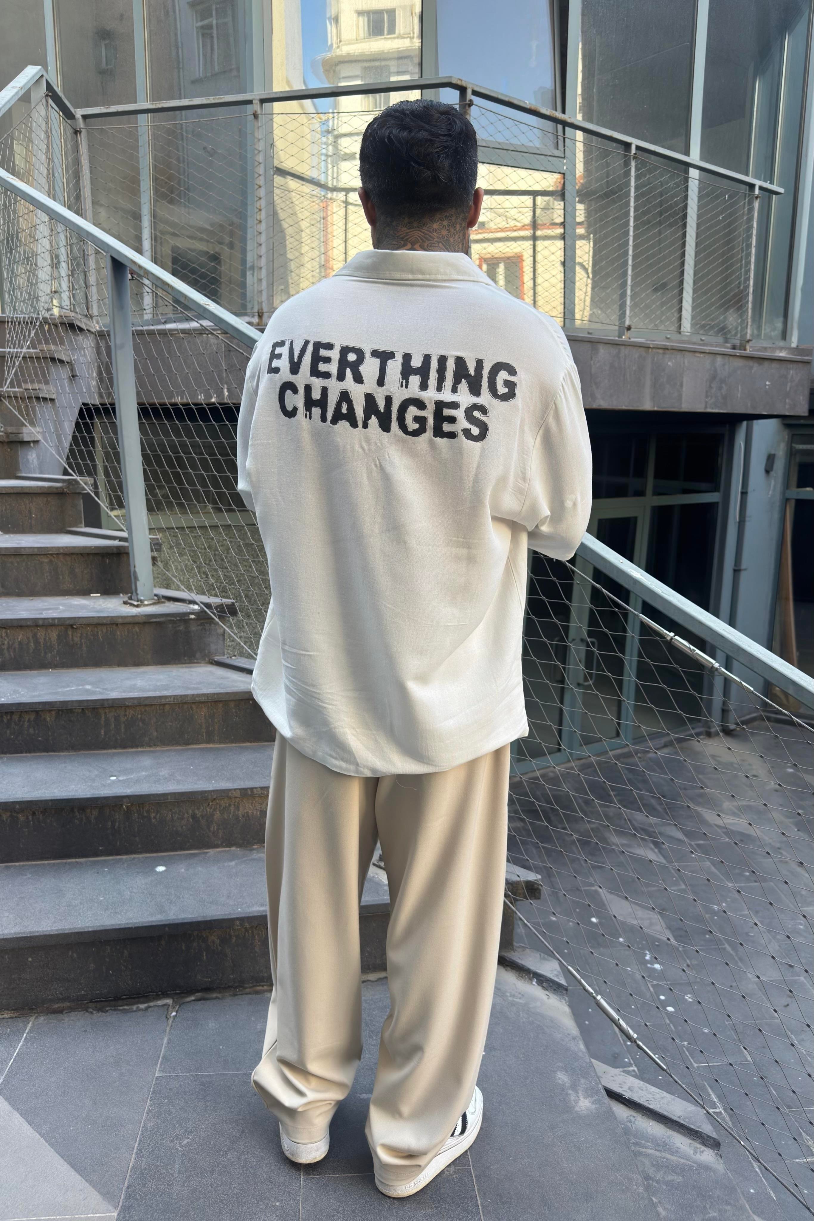 Everthing Changes Beyaz Oversize Gömlek