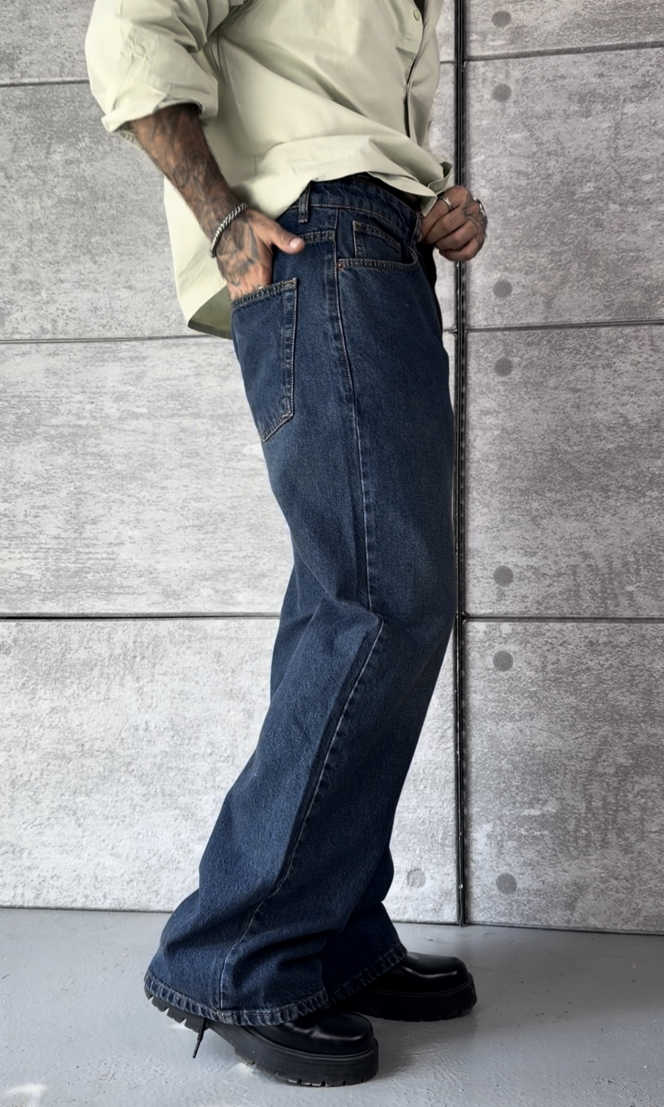 Flared Fit İndigo Pantolon