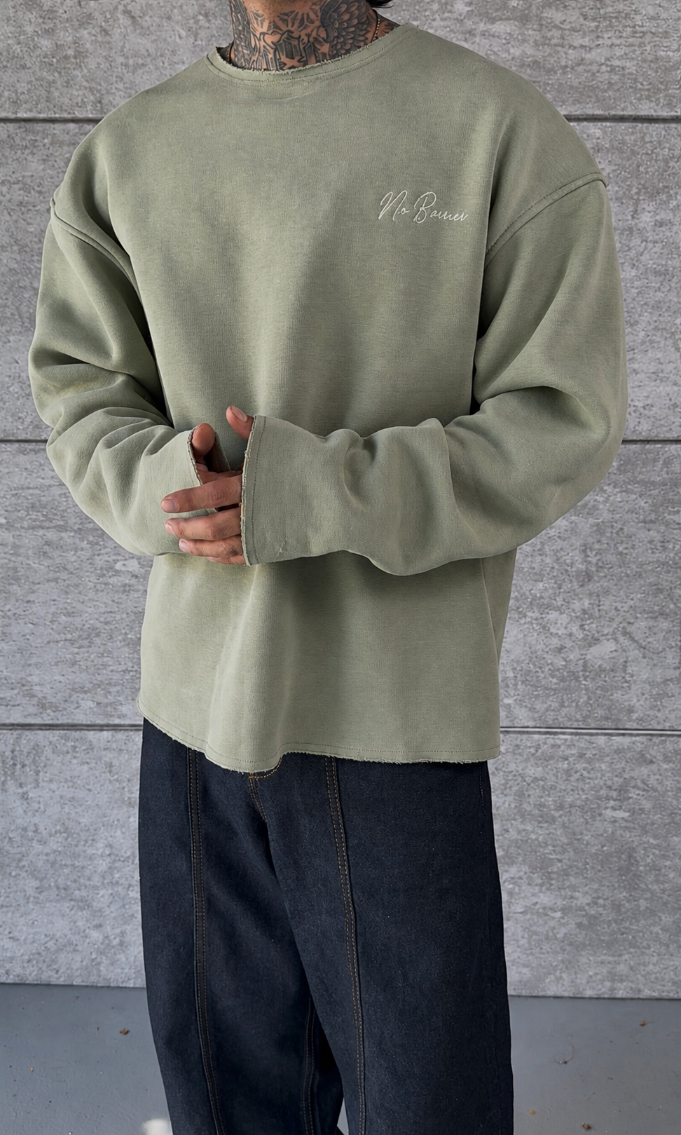 Green Washed Oversize Sweatshirt