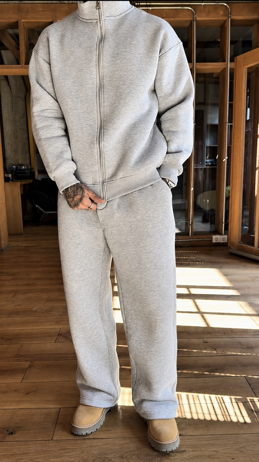 Greymelange Zip Oversize Takım