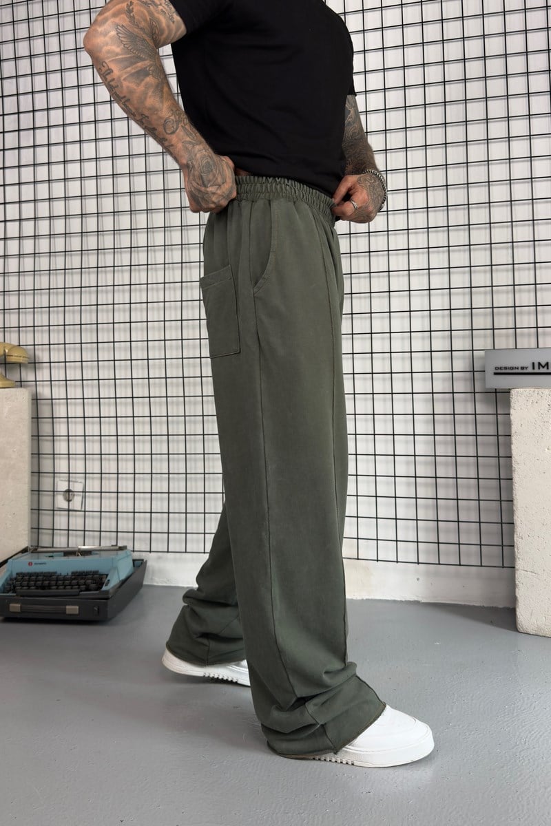 Haki Yıkamalı Baggy Eşofman
