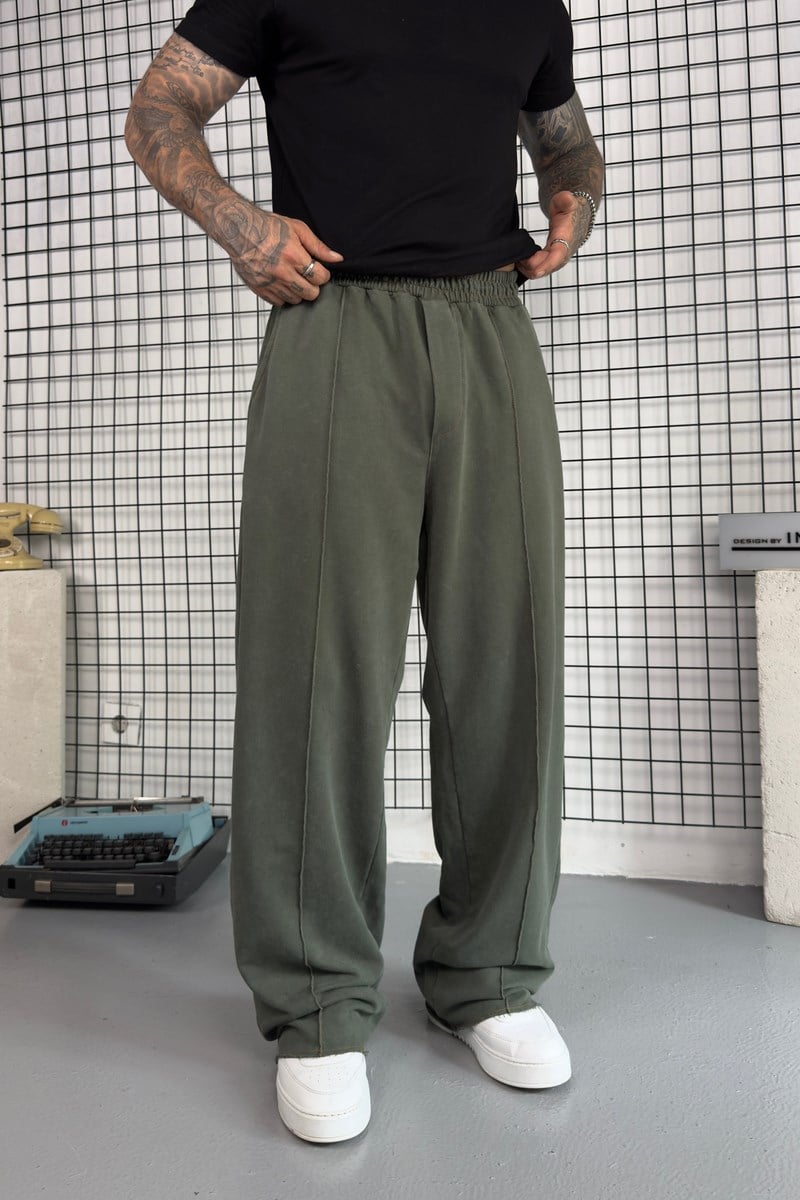 Haki Yıkamalı Baggy Eşofman