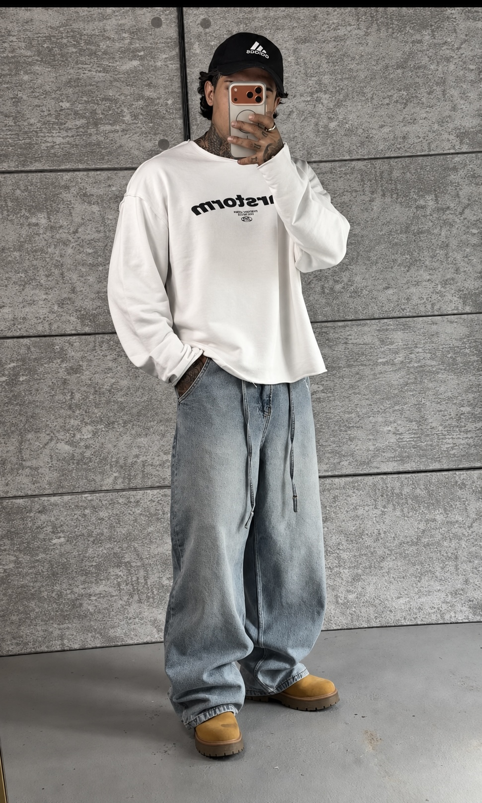 Ice Washed Baggy Pantolon