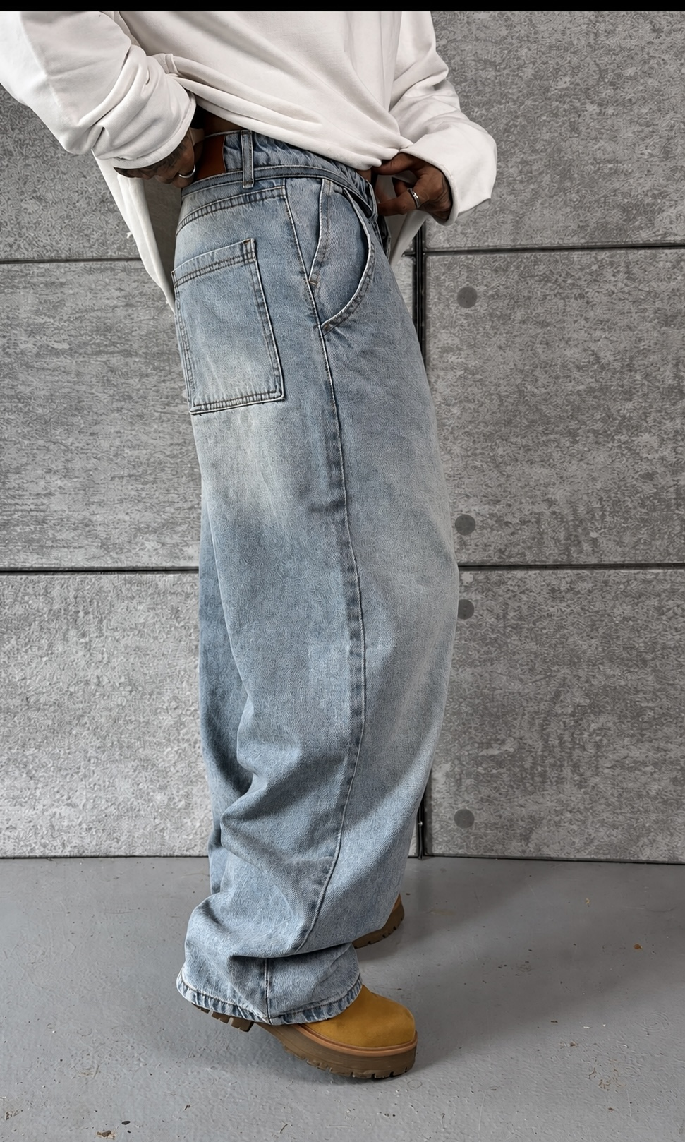 Ice Washed Baggy Pantolon