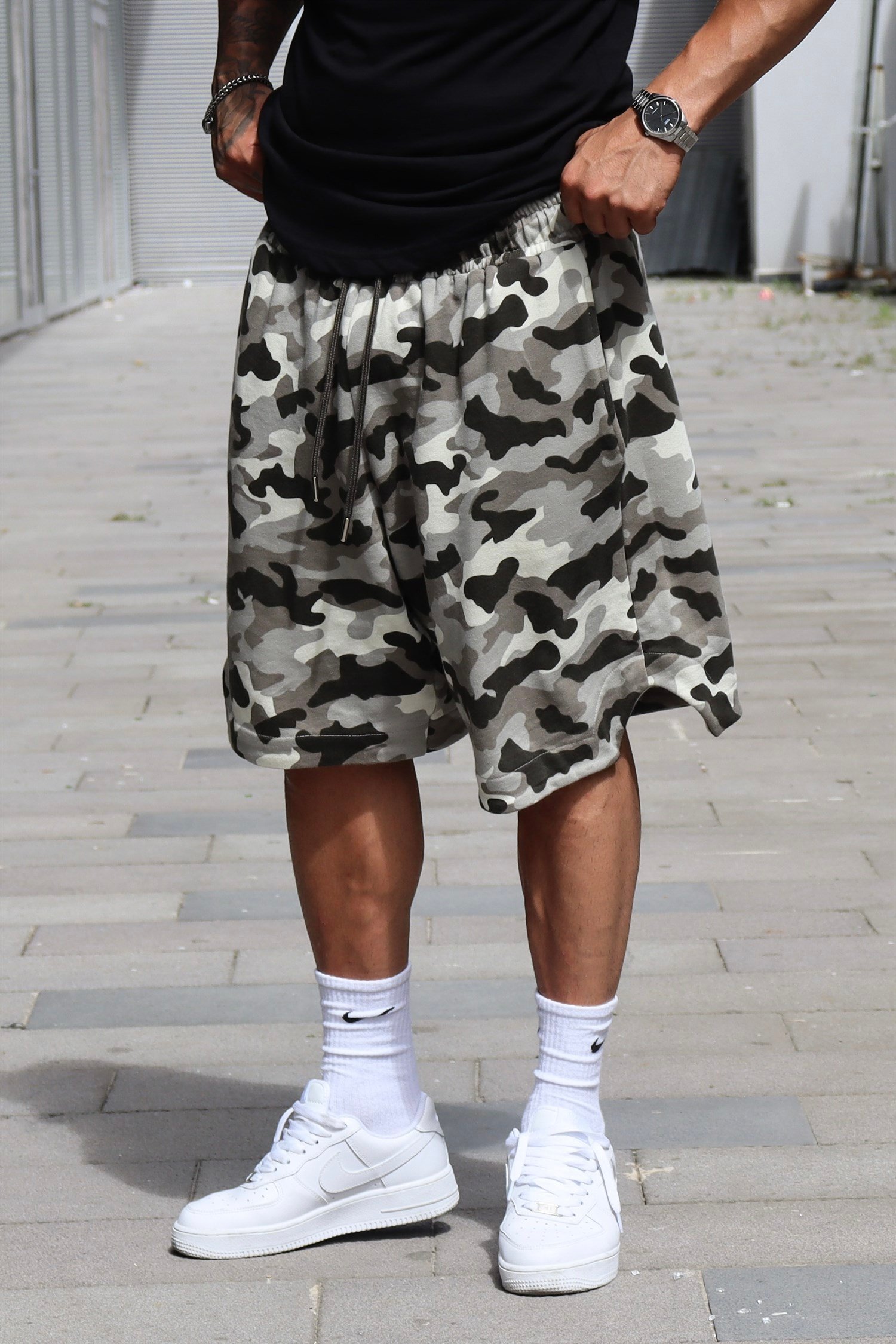 Kamuflaj oversize şort