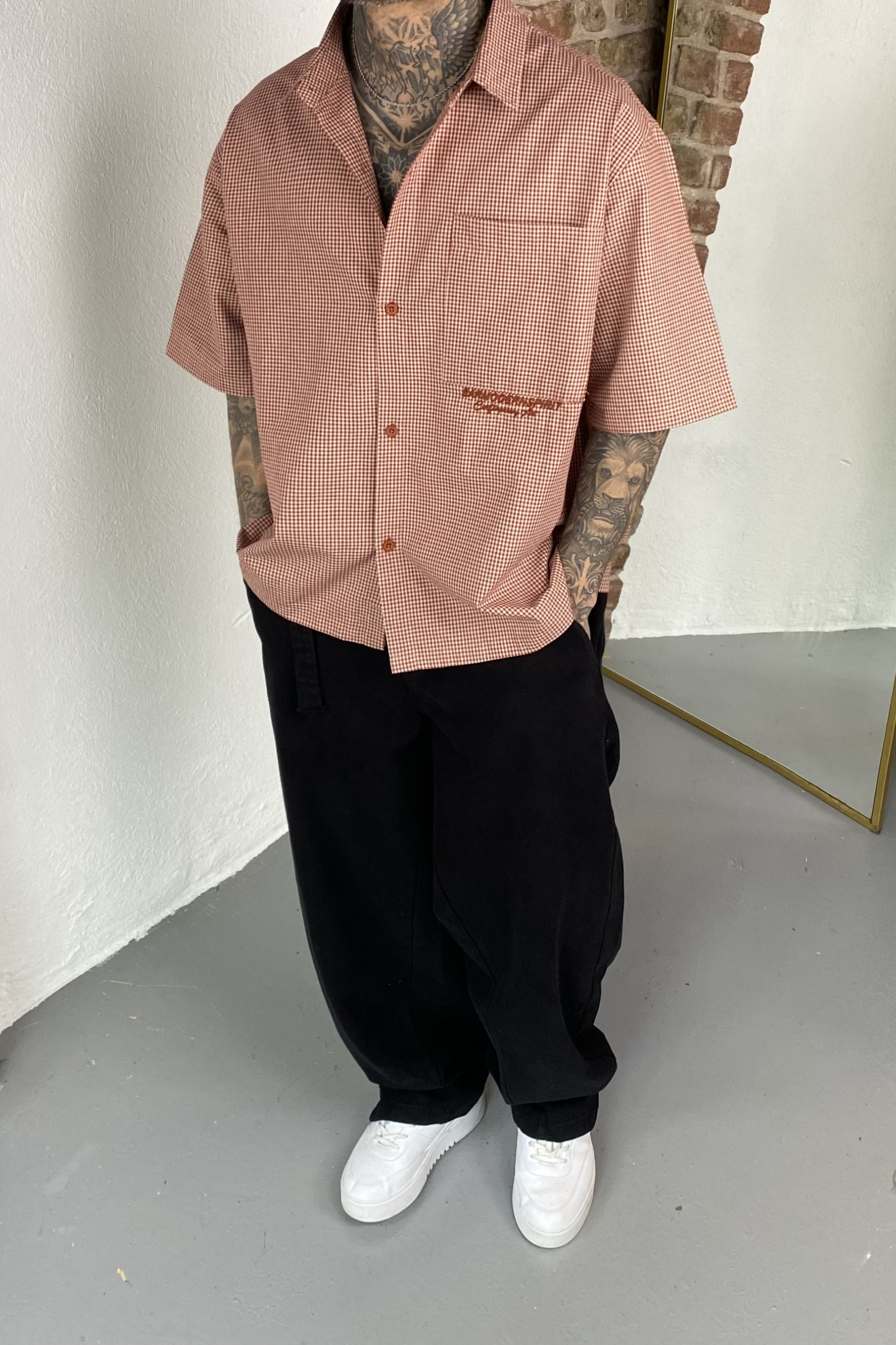 Karo Kiremit Oversize Gömlek