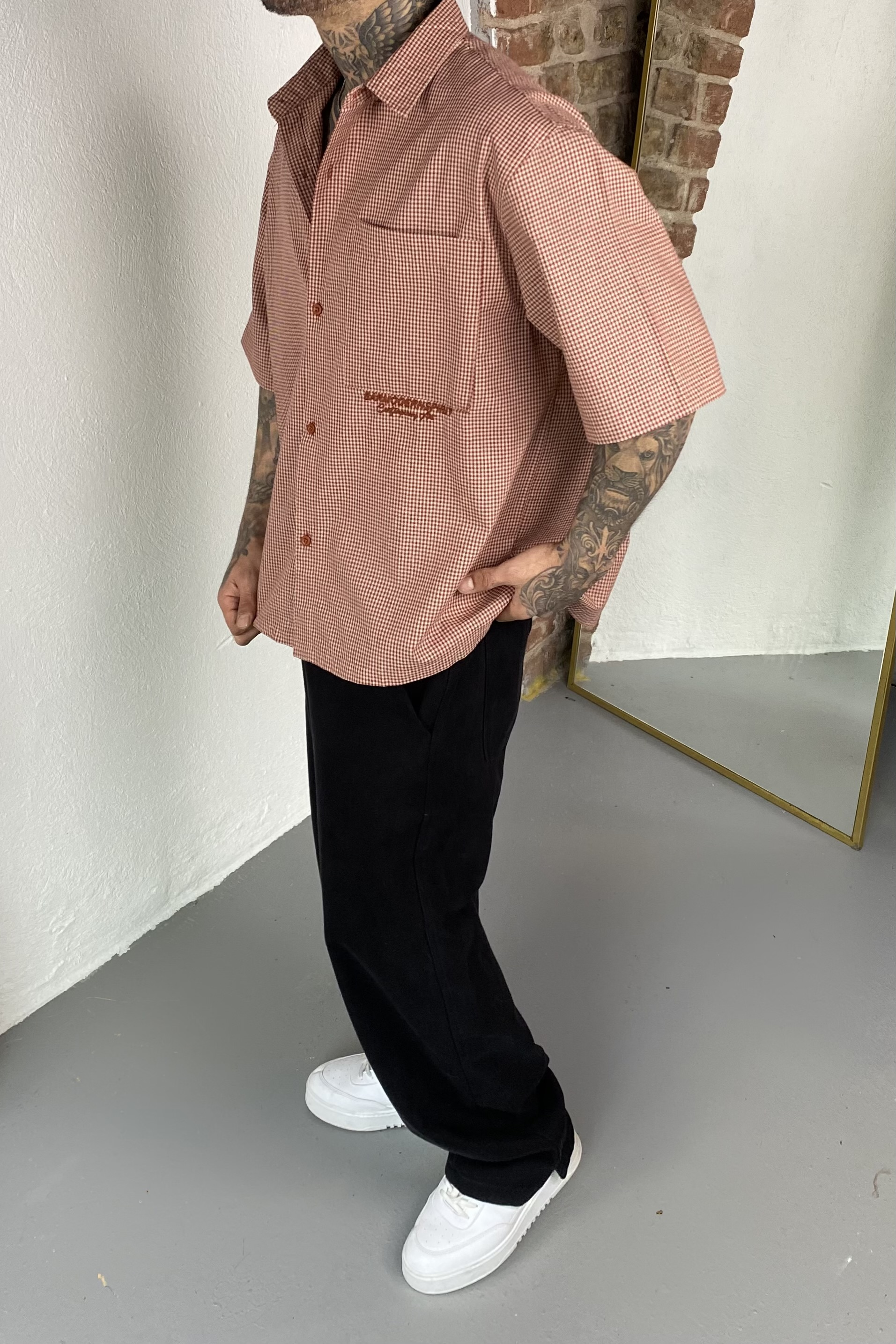 Karo Kiremit Oversize Gömlek