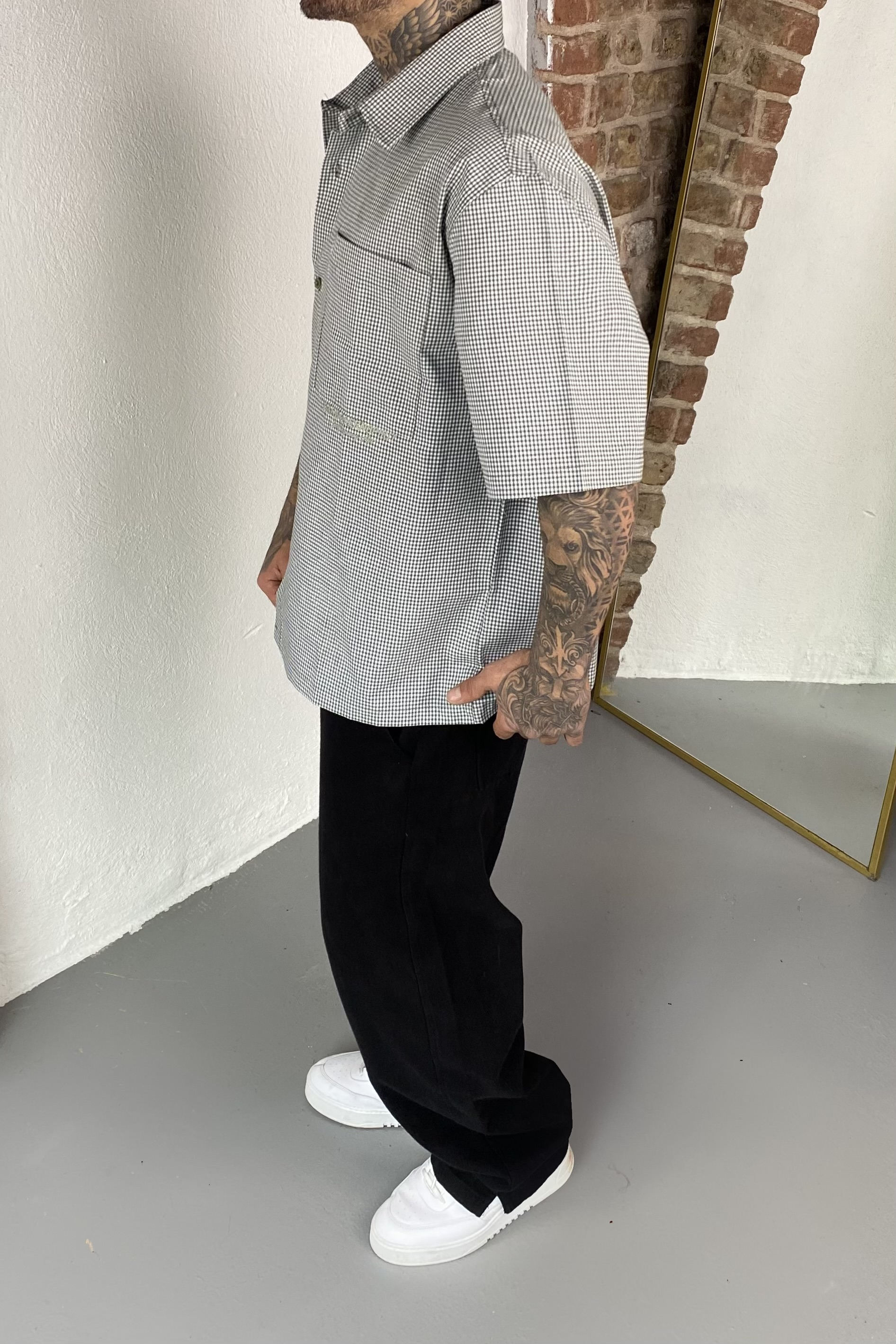 Karo Yeşil Oversize Gömlek