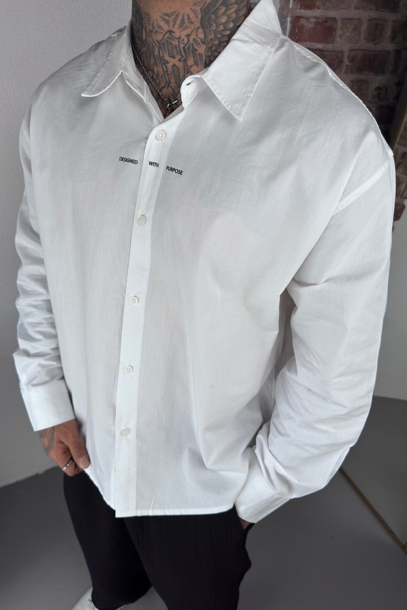 Minimal Baskı Oversize Gömlek