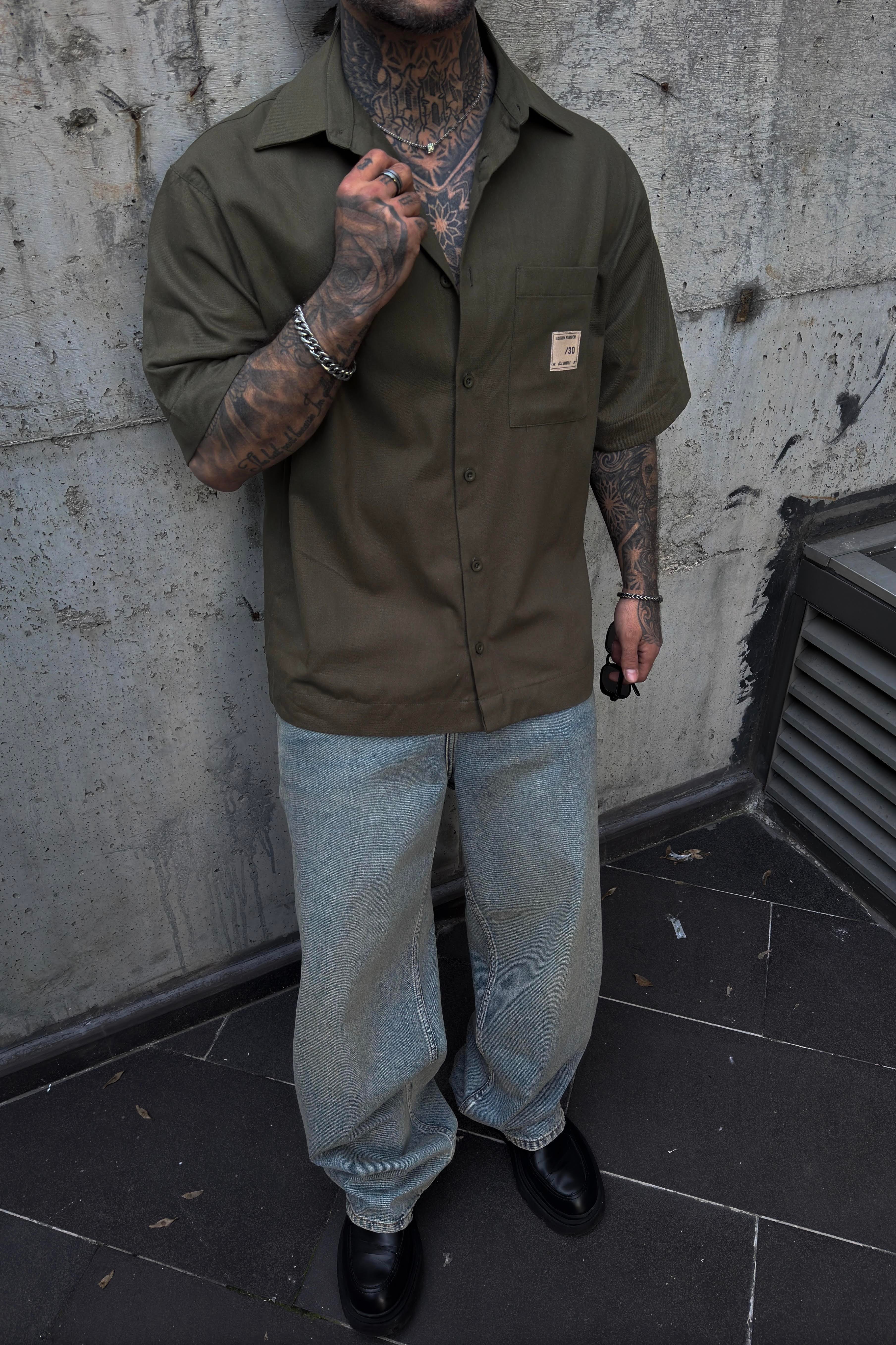 Nomad olive haki oversize gömlek