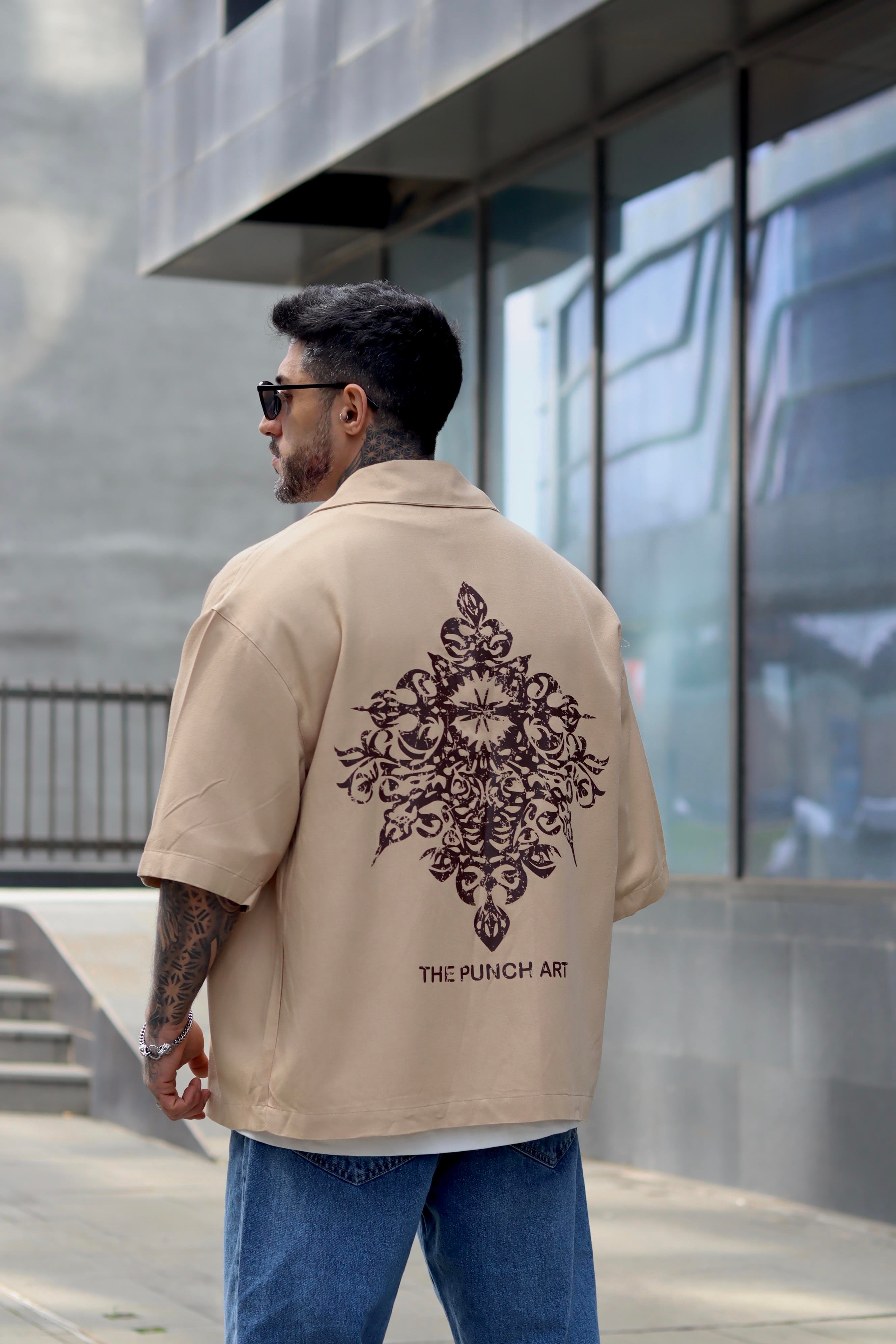 Oversize art baskılı gömlek
