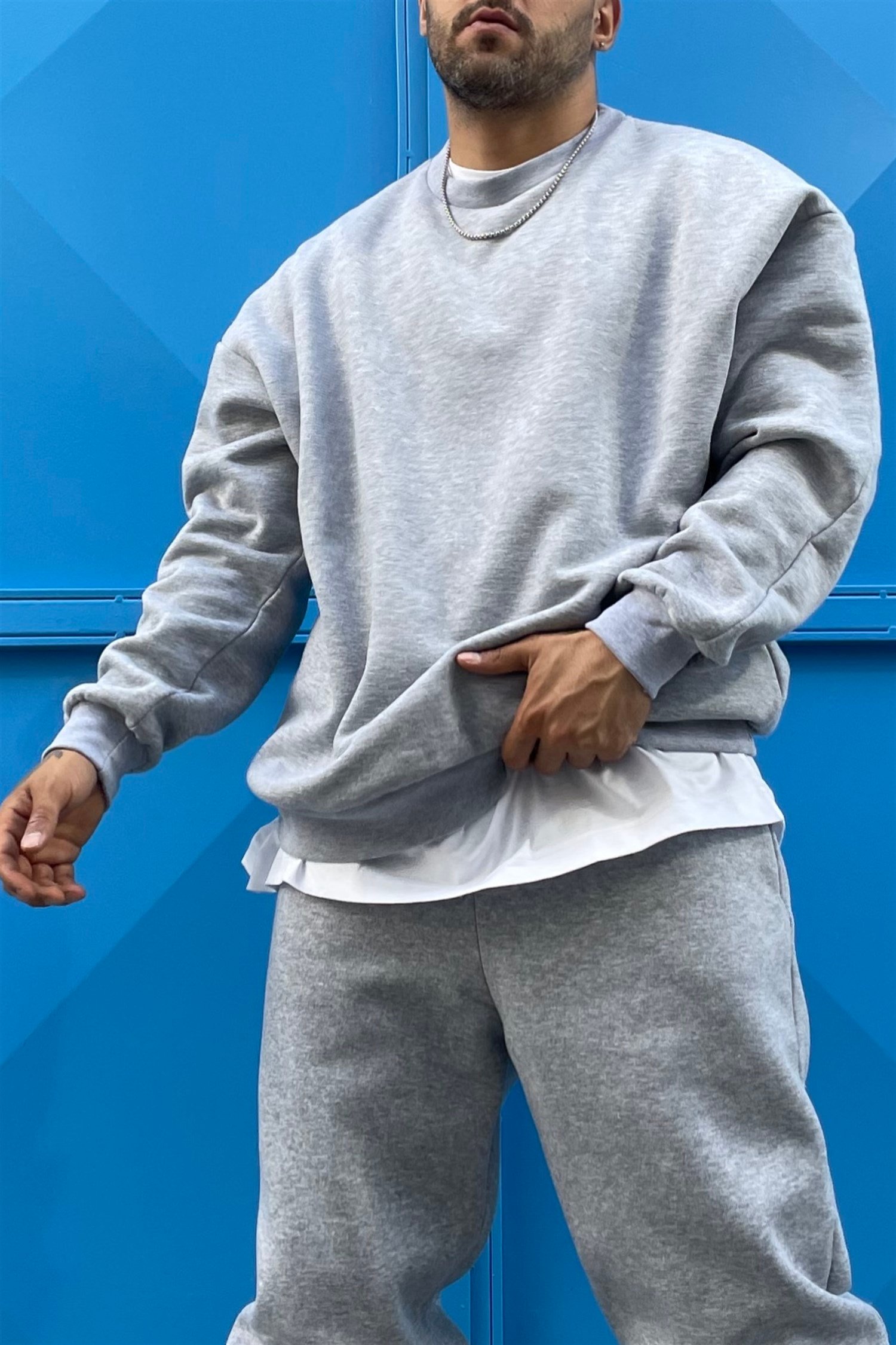 Oversize basic greymelange hoodie