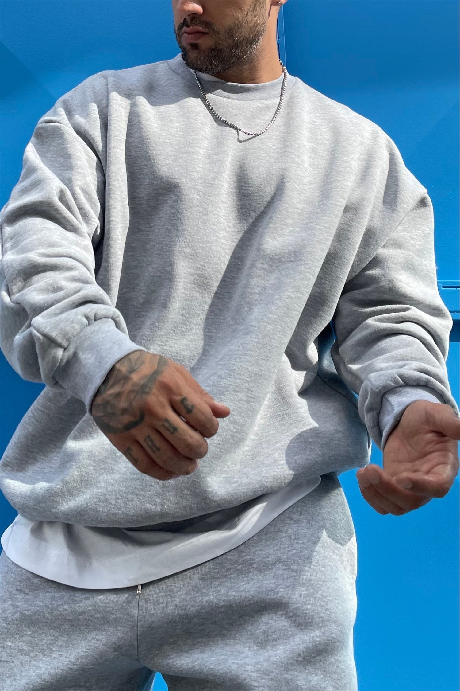 Oversize basic greymelange hoodie