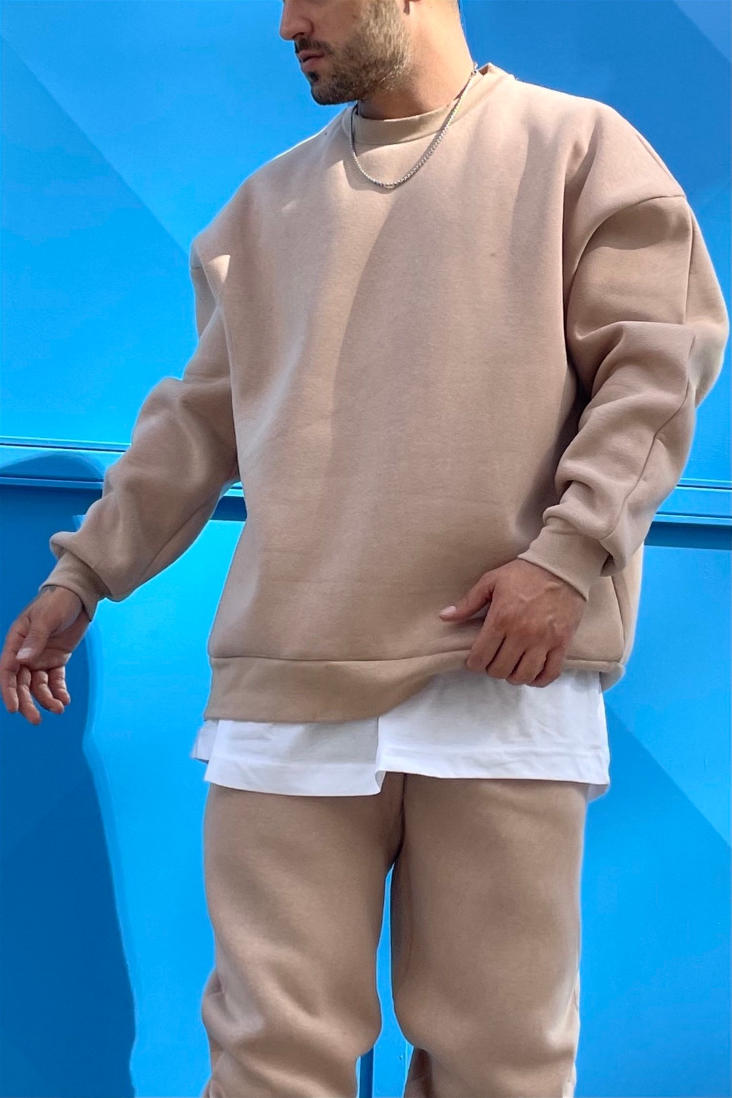 Oversize basic icebeige hoodie