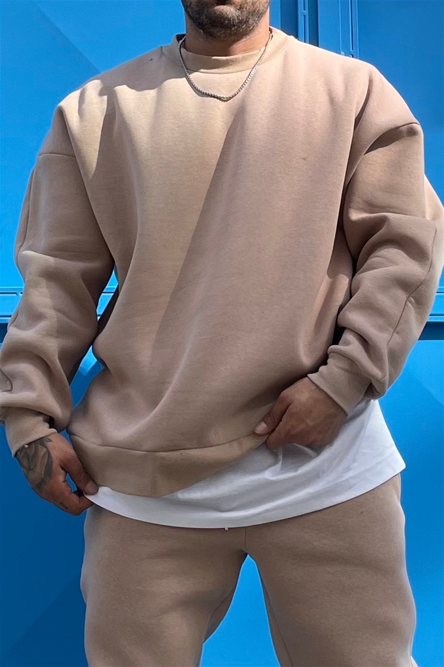 Oversize basic icebeige hoodie