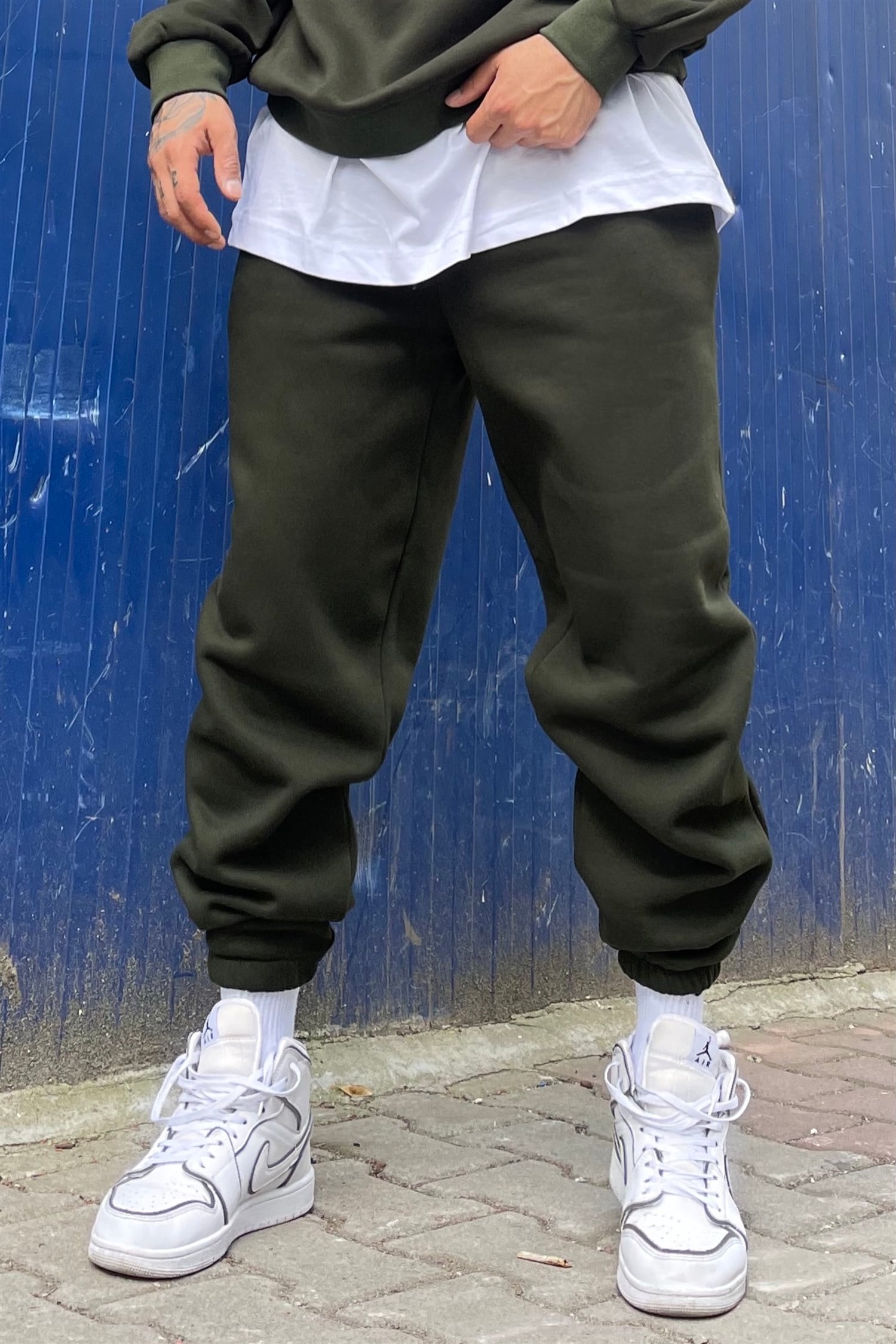 Oversize basic khaki sweatpants