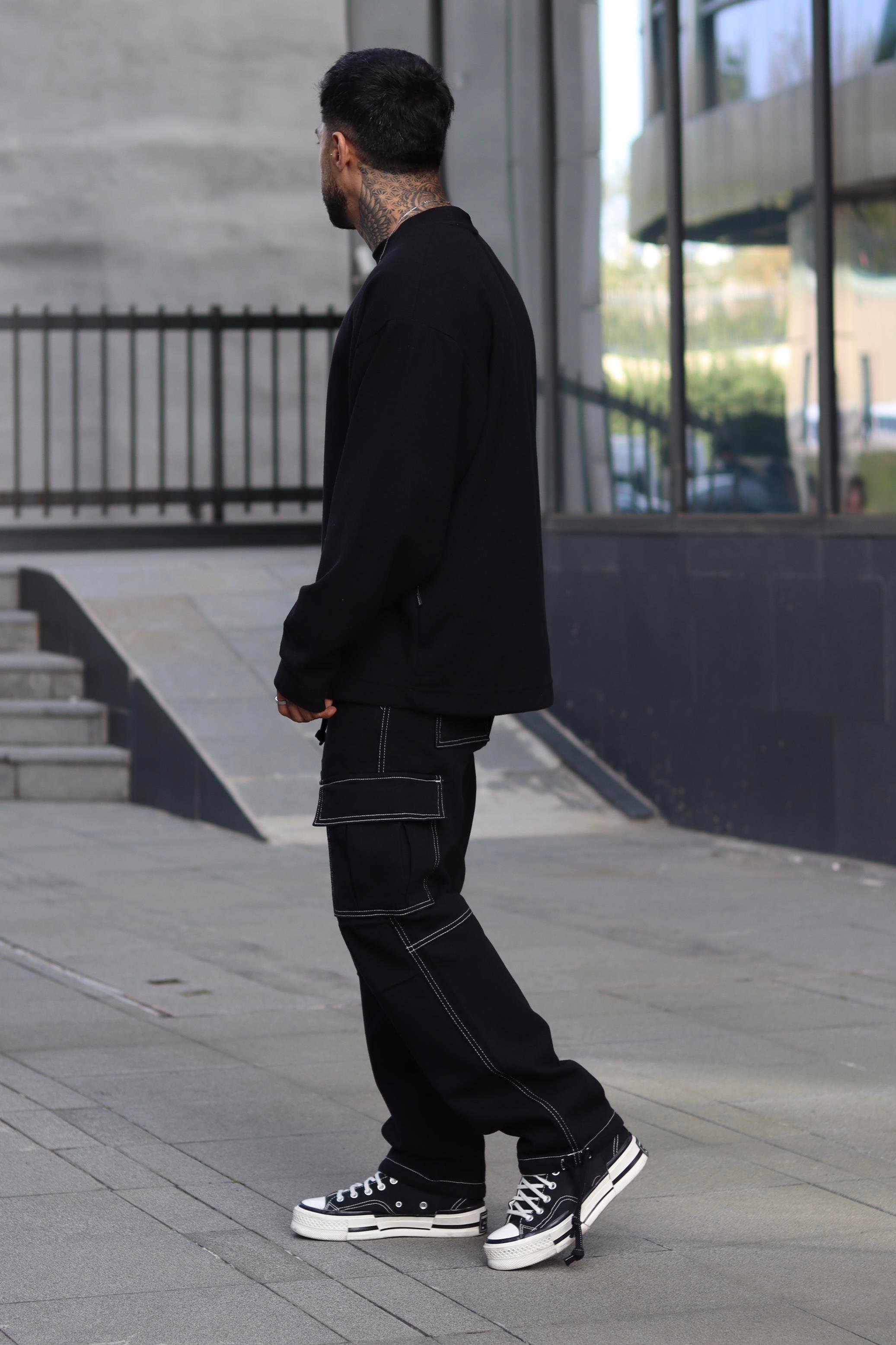 Oversize basic örme sweatshirt