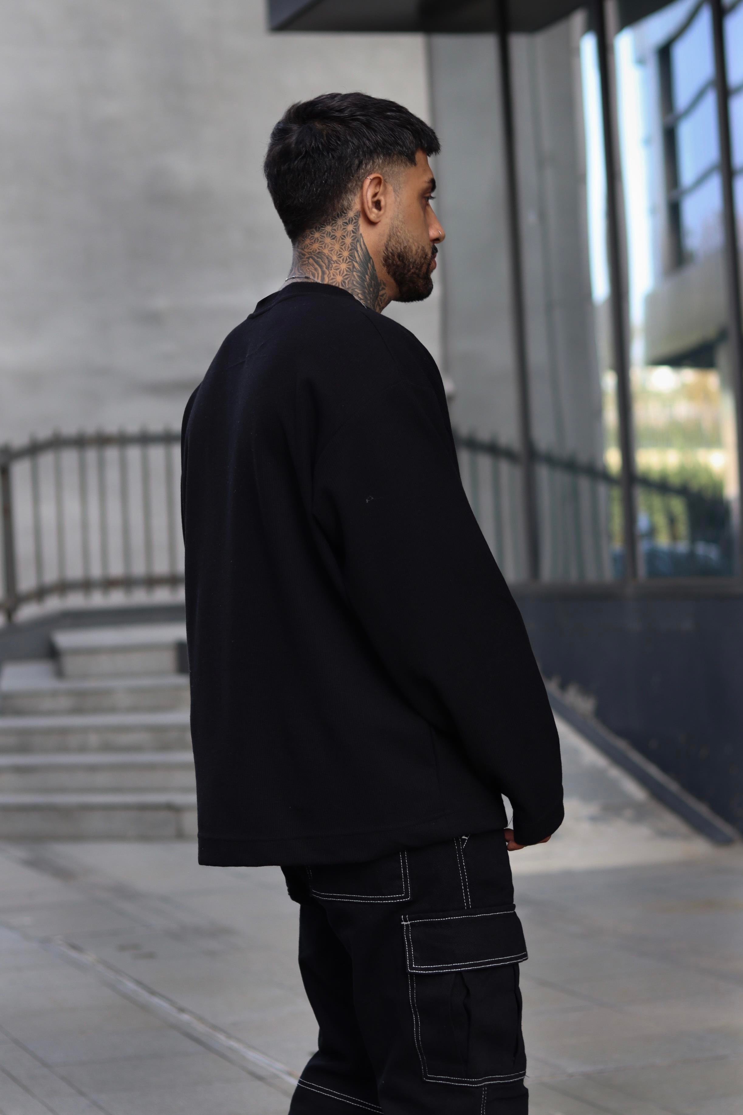 Oversize basic örme sweatshirt