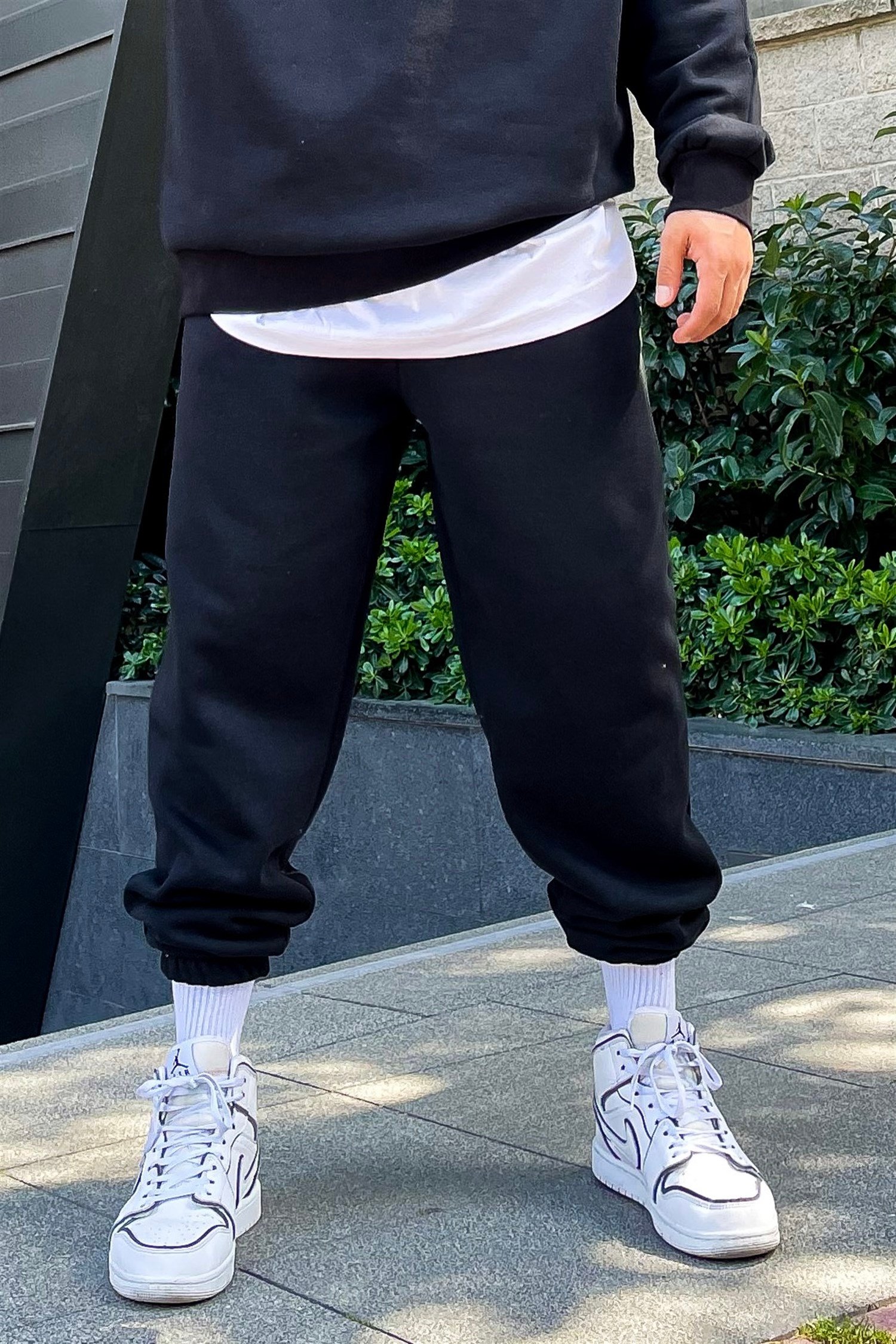 Oversize basic siyah sweatpants