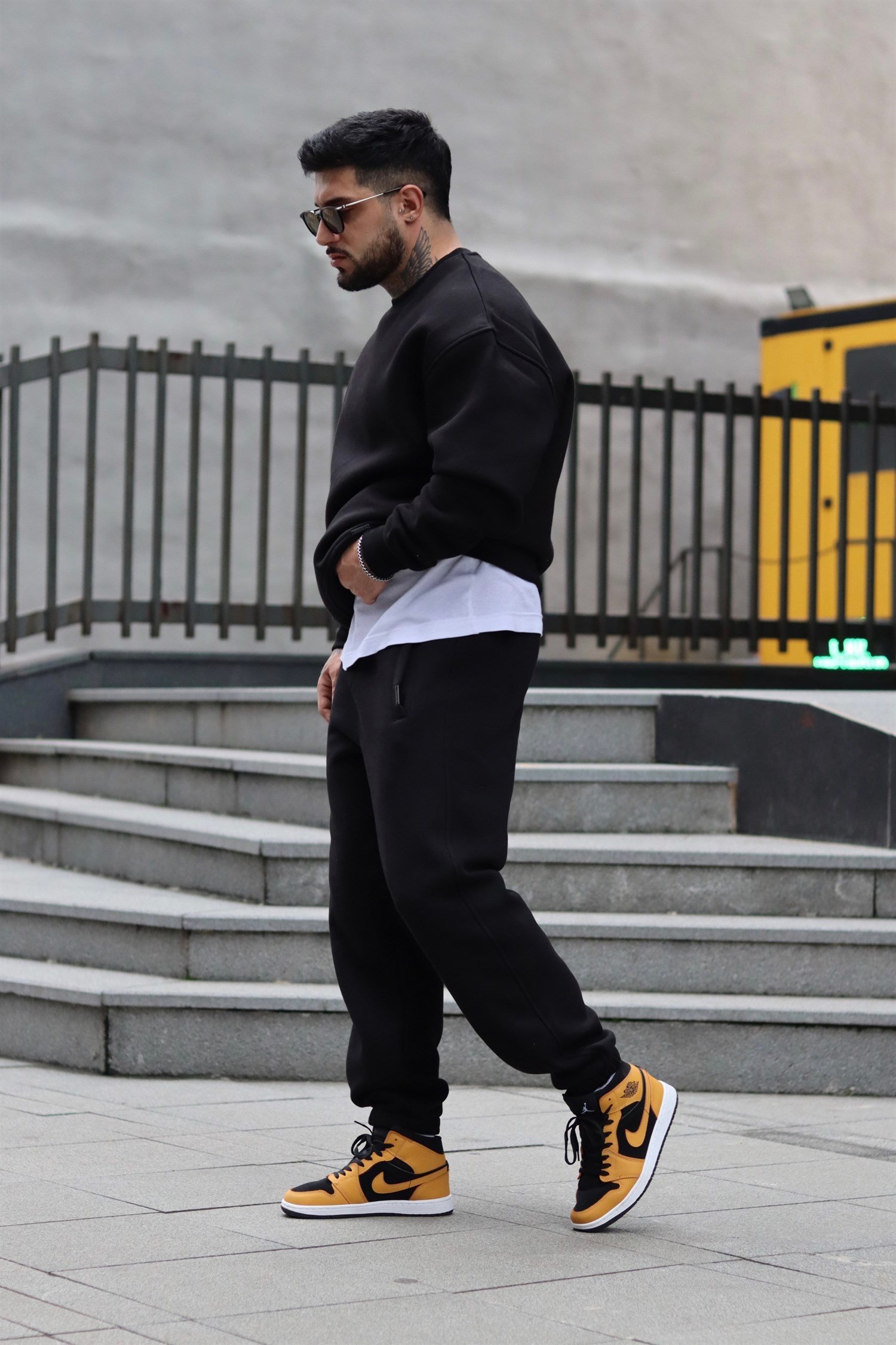Oversize basic siyah takım