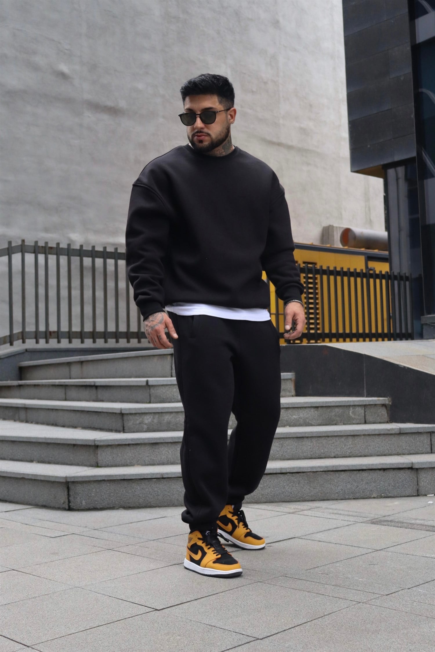 Oversize basic siyah takım