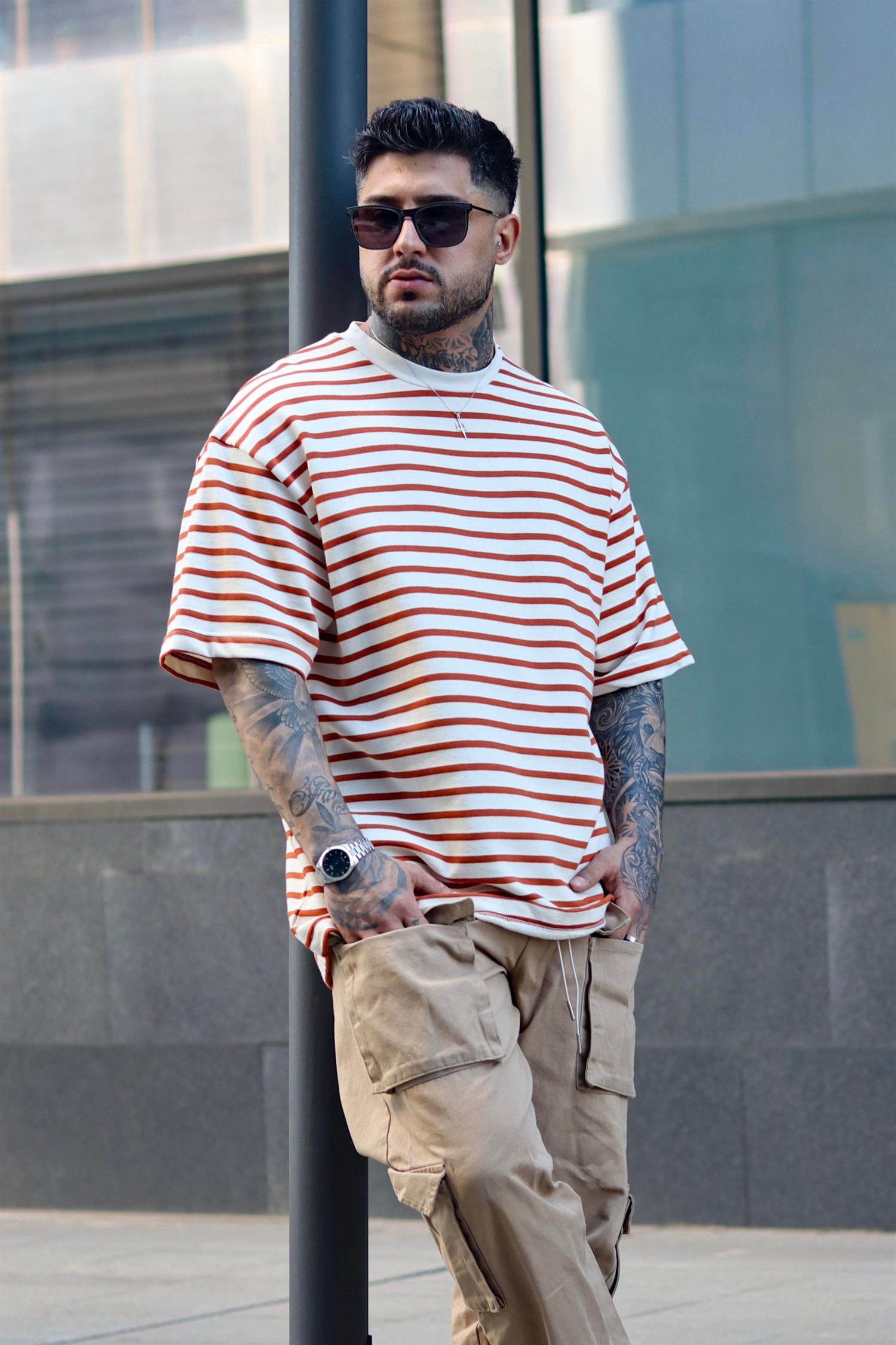 Oversize çizgili tshirt