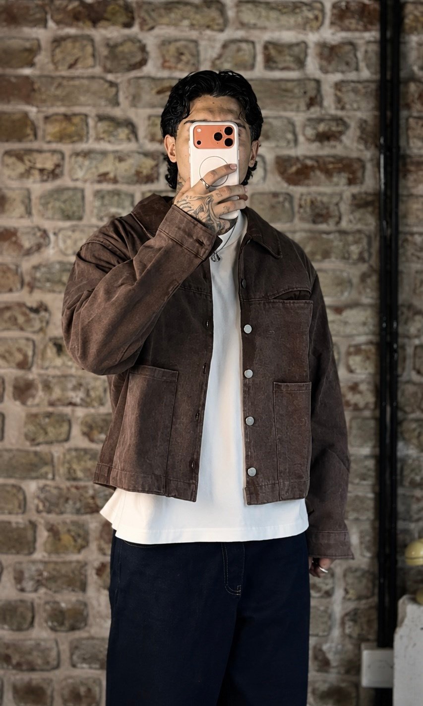 Oversize Crop Yıkamalı Ceket