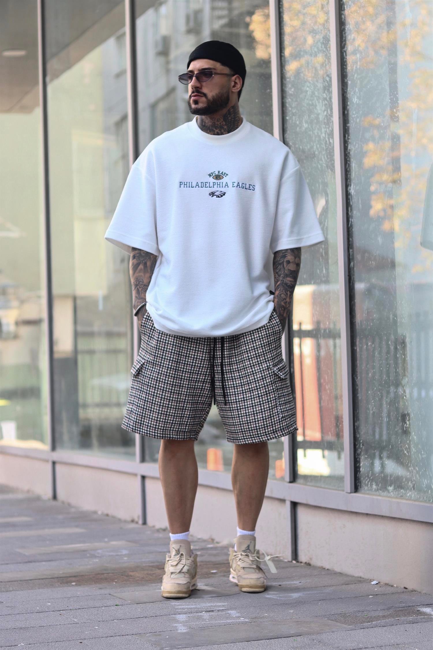 Oversize ekose şort