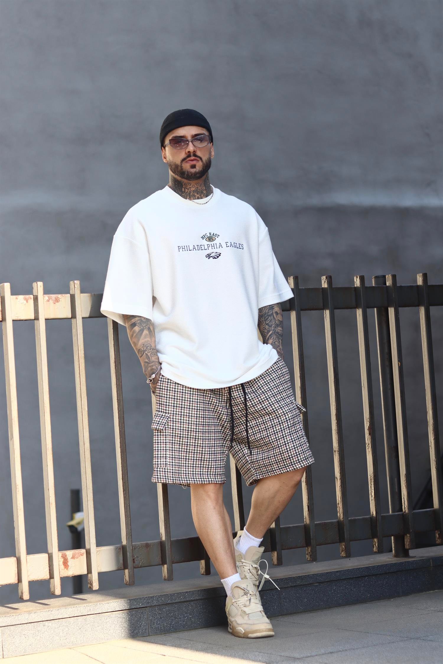 Oversize ekose şort
