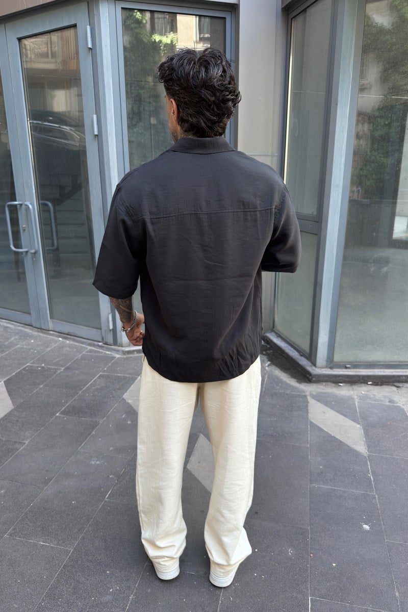 Oversize Modal Siyah Gömlek