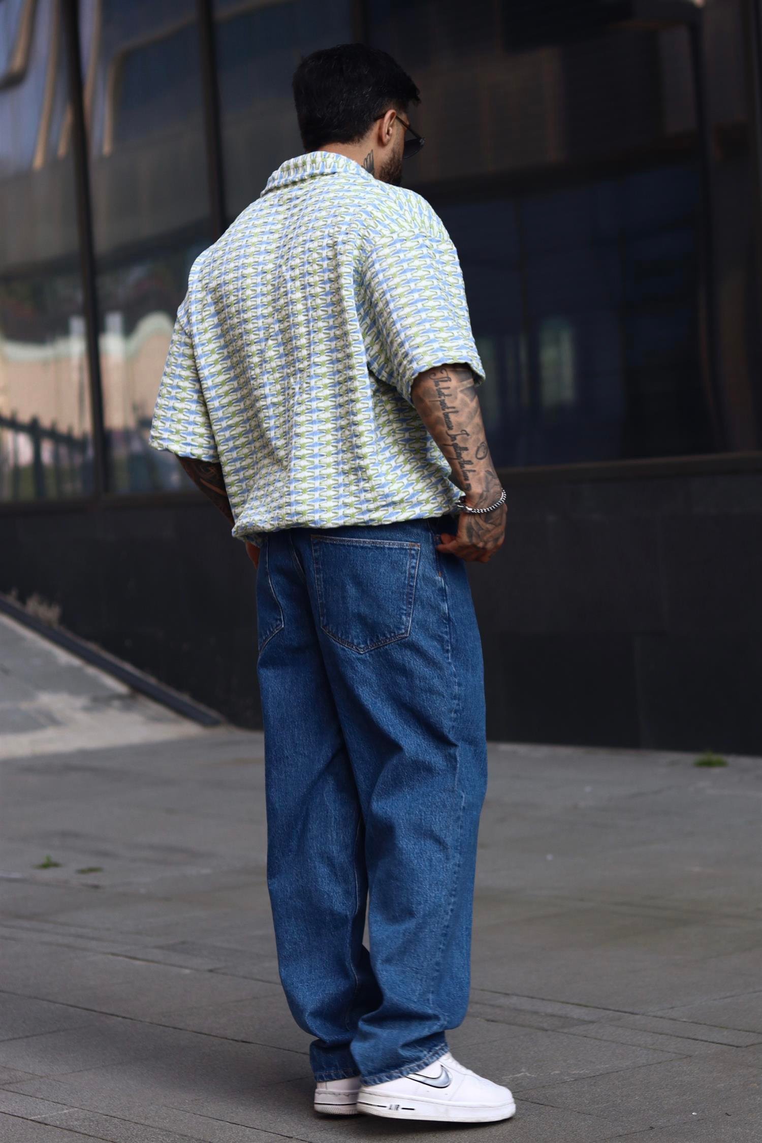 Oversize örme yeşil zip tshirt