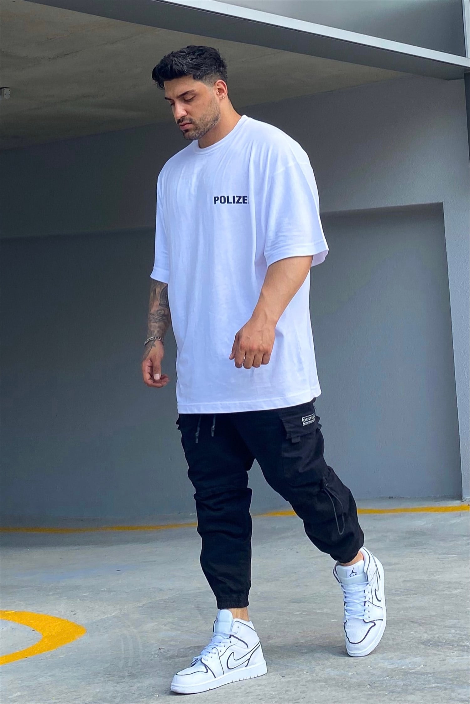 Polizei beyaz tshirt