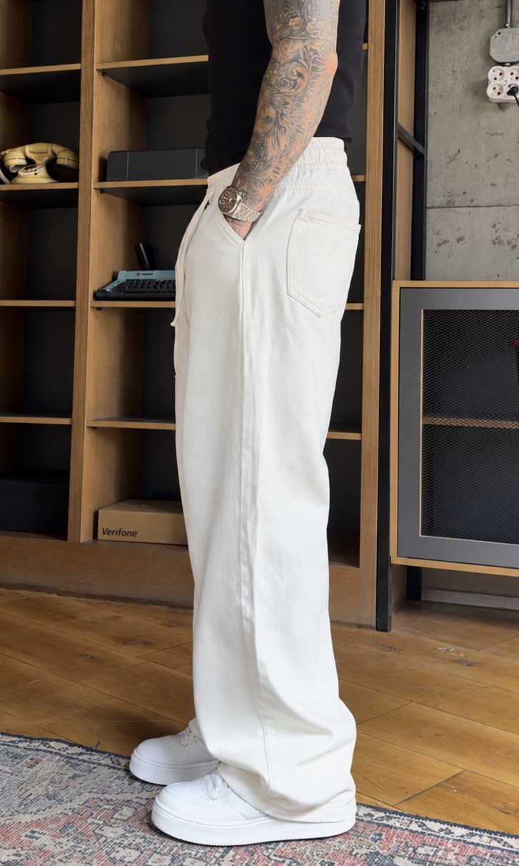 Relaxed Fit Ekru Pantolon
