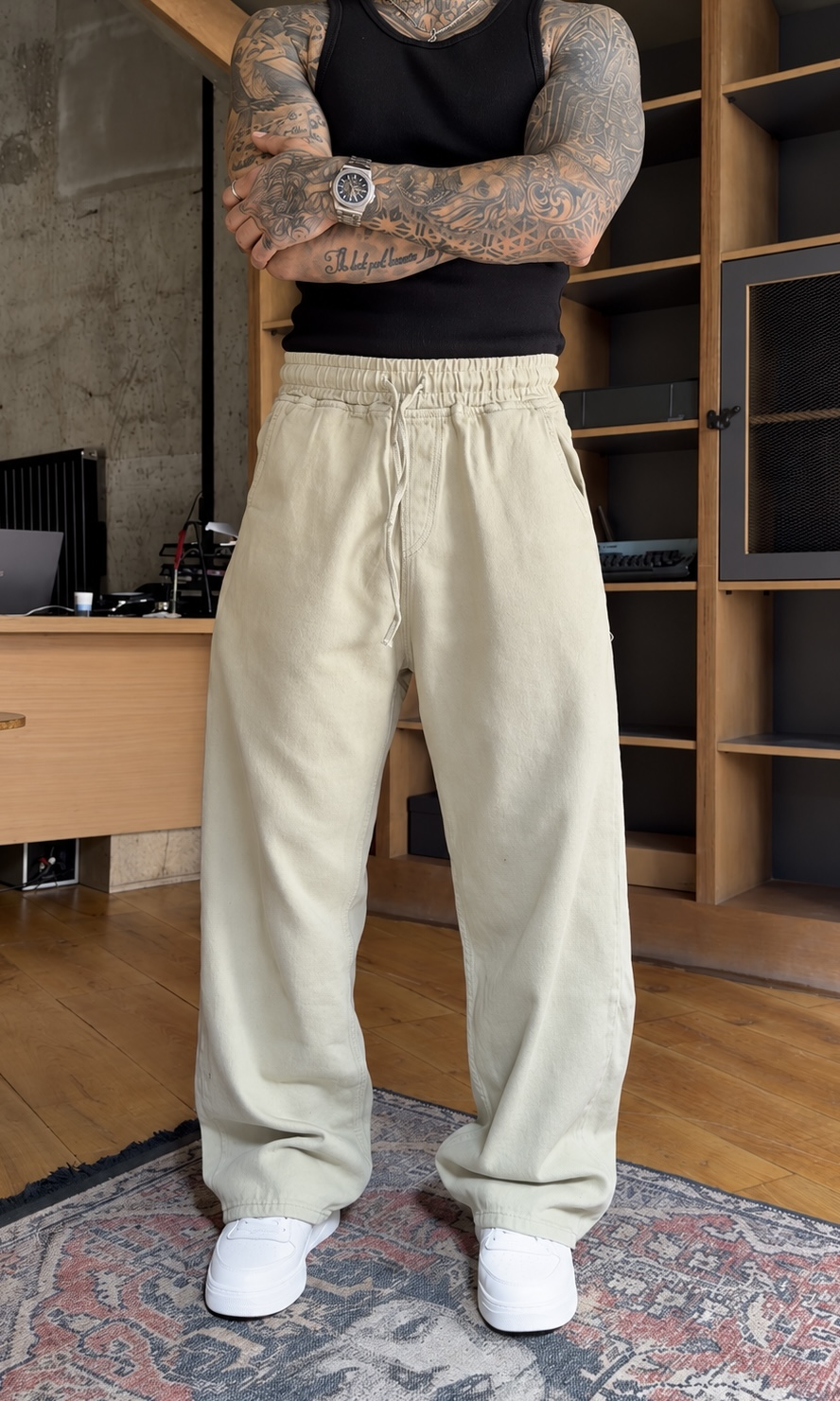 Relaxed Fit Green Pantolon