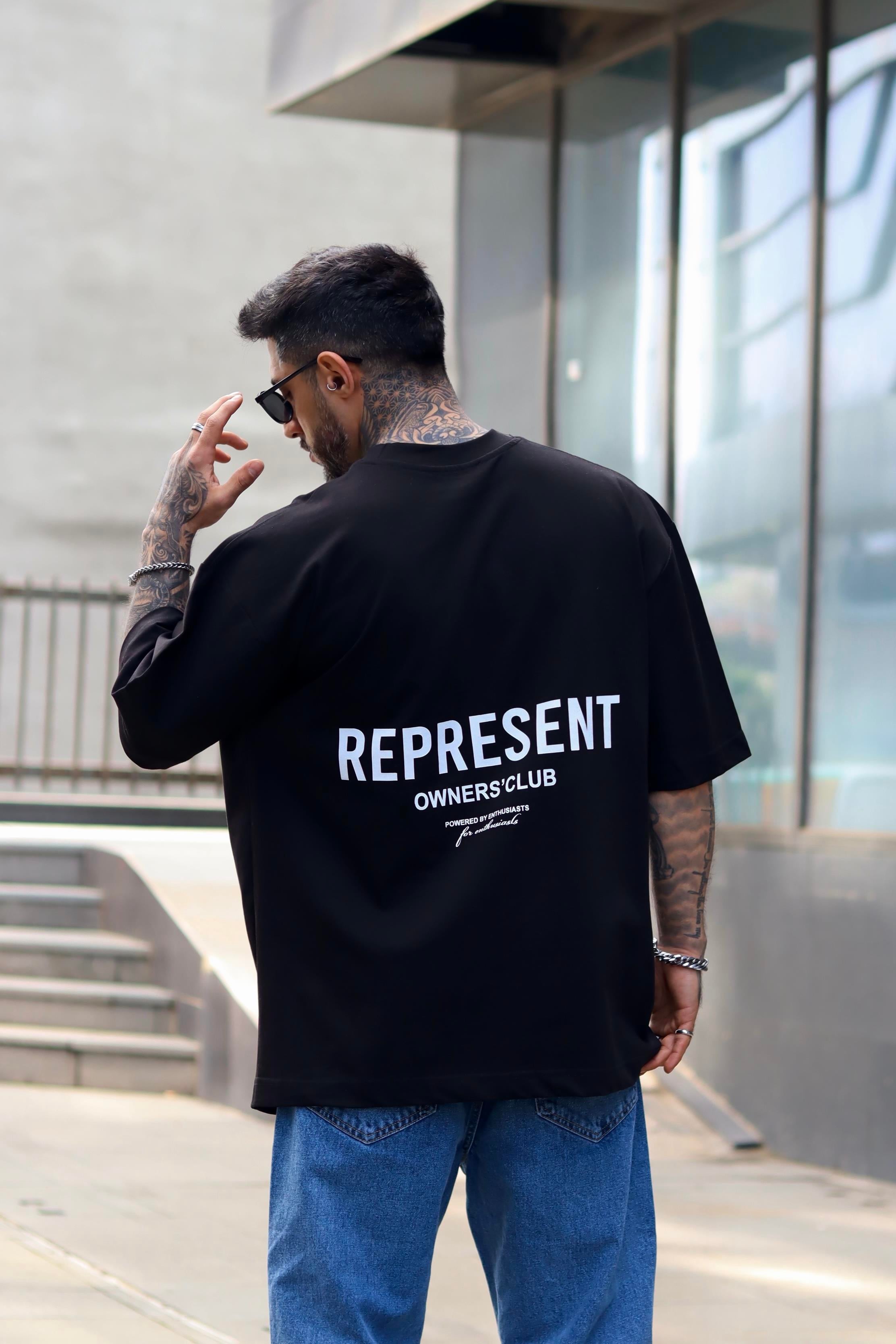 Represent oversize siyah tshirt