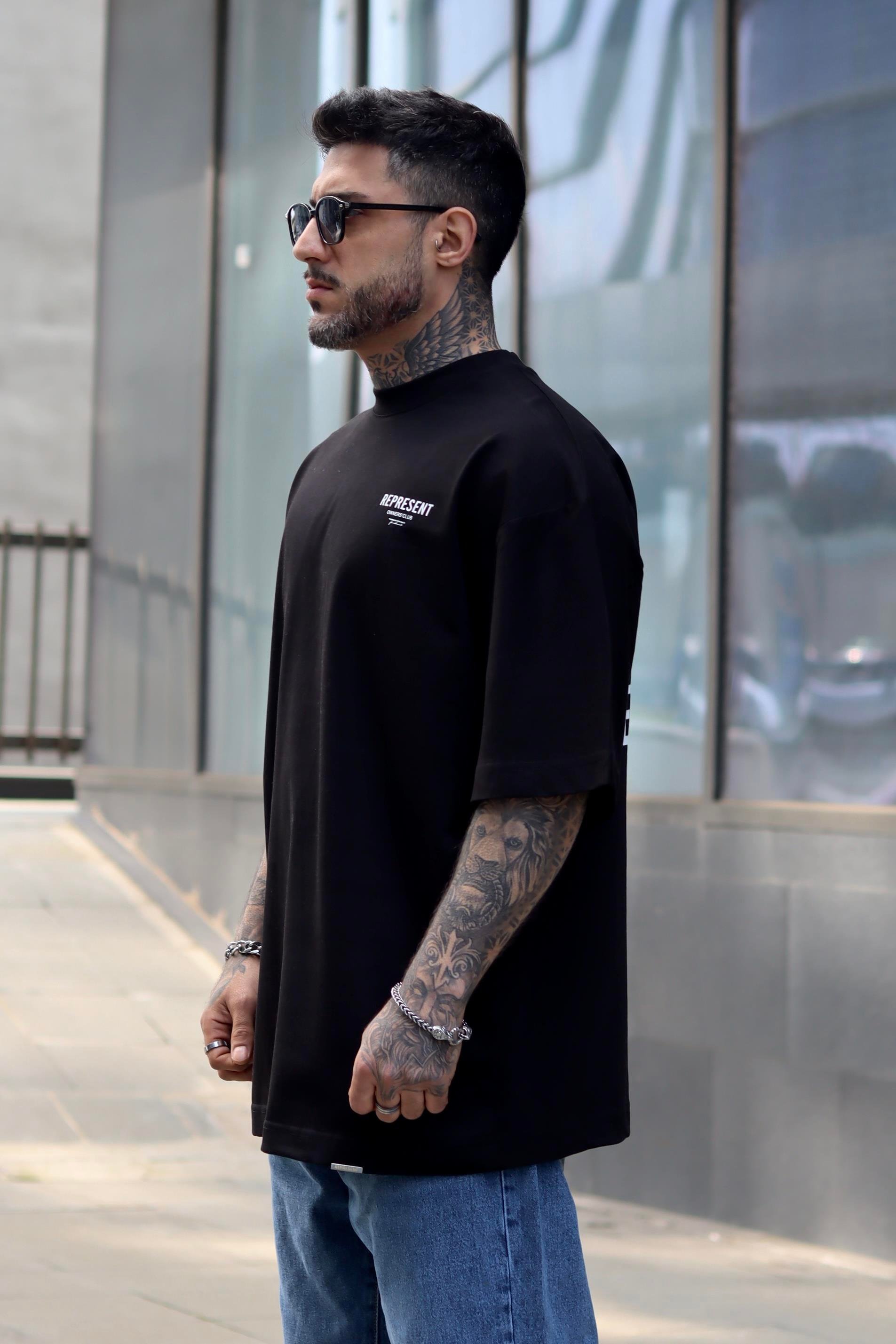 Represent oversize siyah tshirt