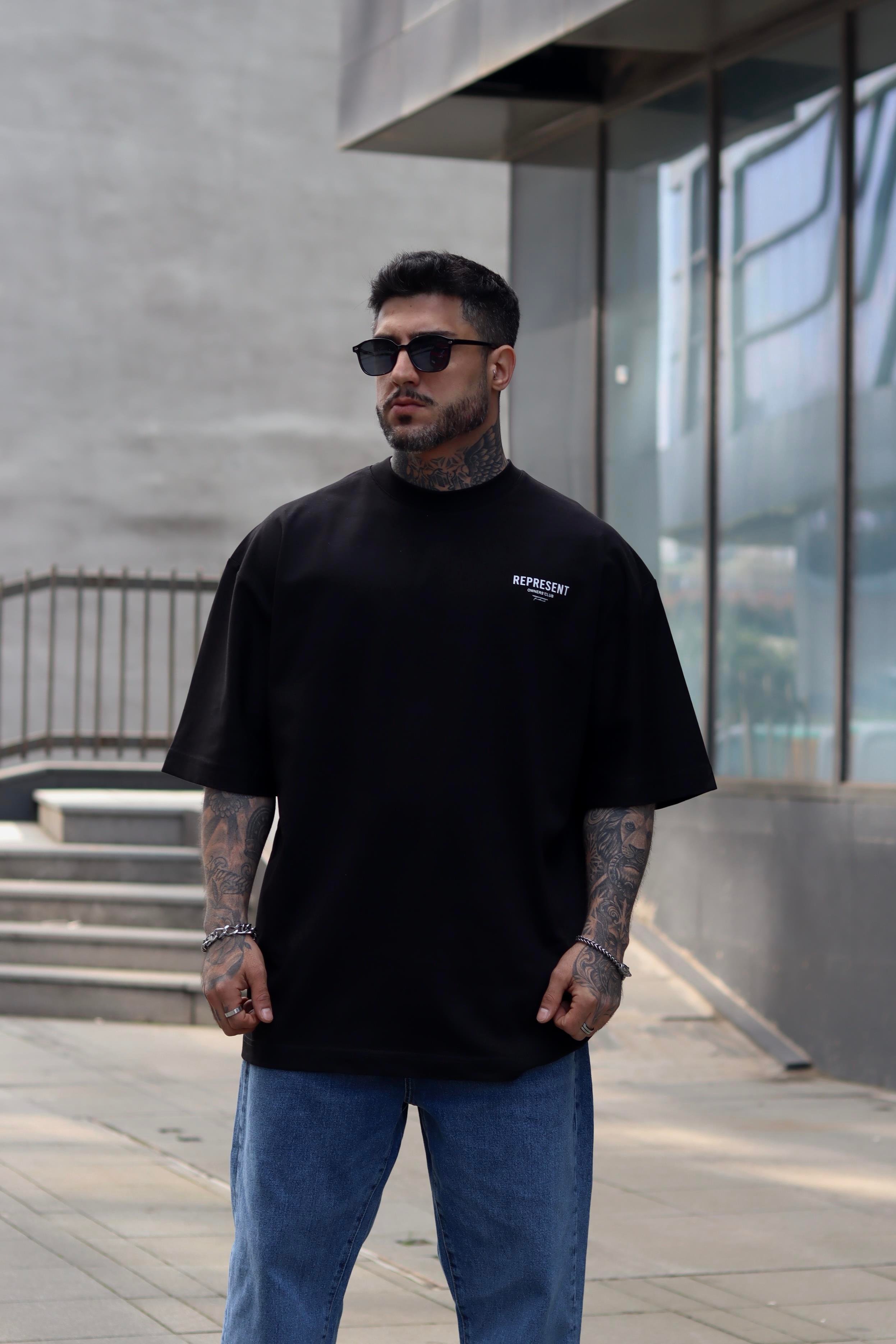Represent oversize siyah tshirt